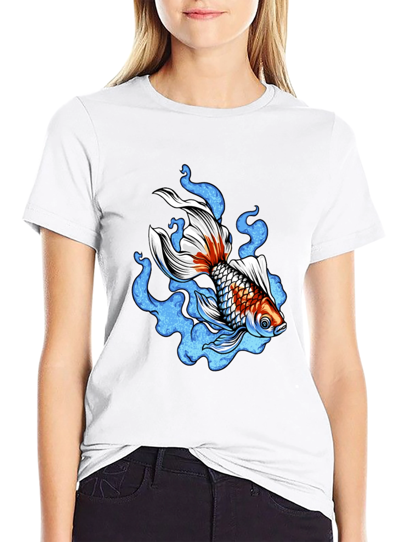 Koi Fish Graphic Black T-Shirt