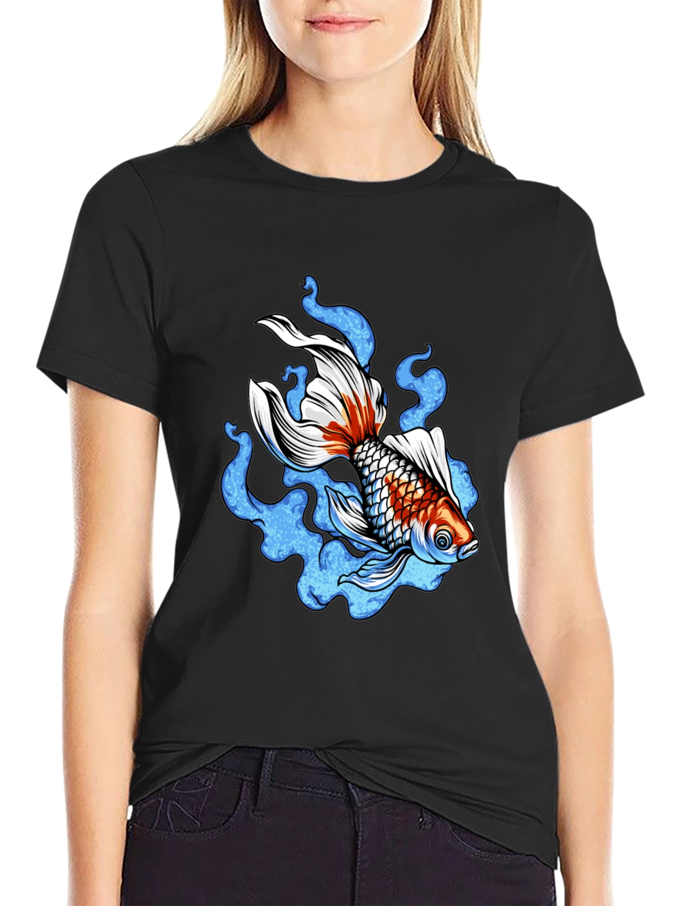 Koi Fish Graphic Black T-Shirt
