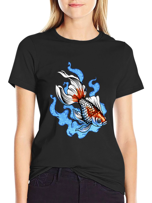 Koi Fish Graphic Black T-Shirt