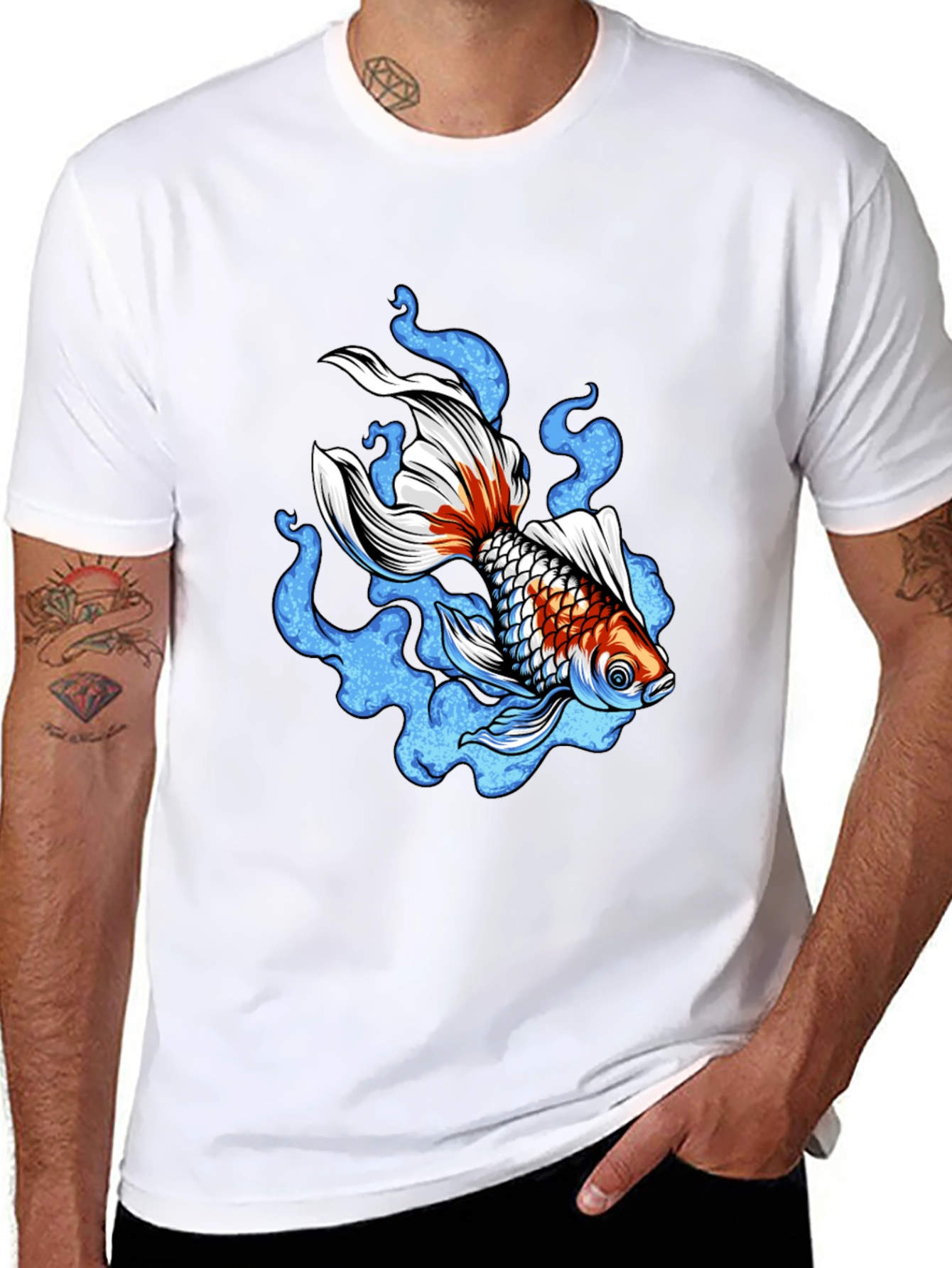 Koi Fish Graphic Black T-Shirt