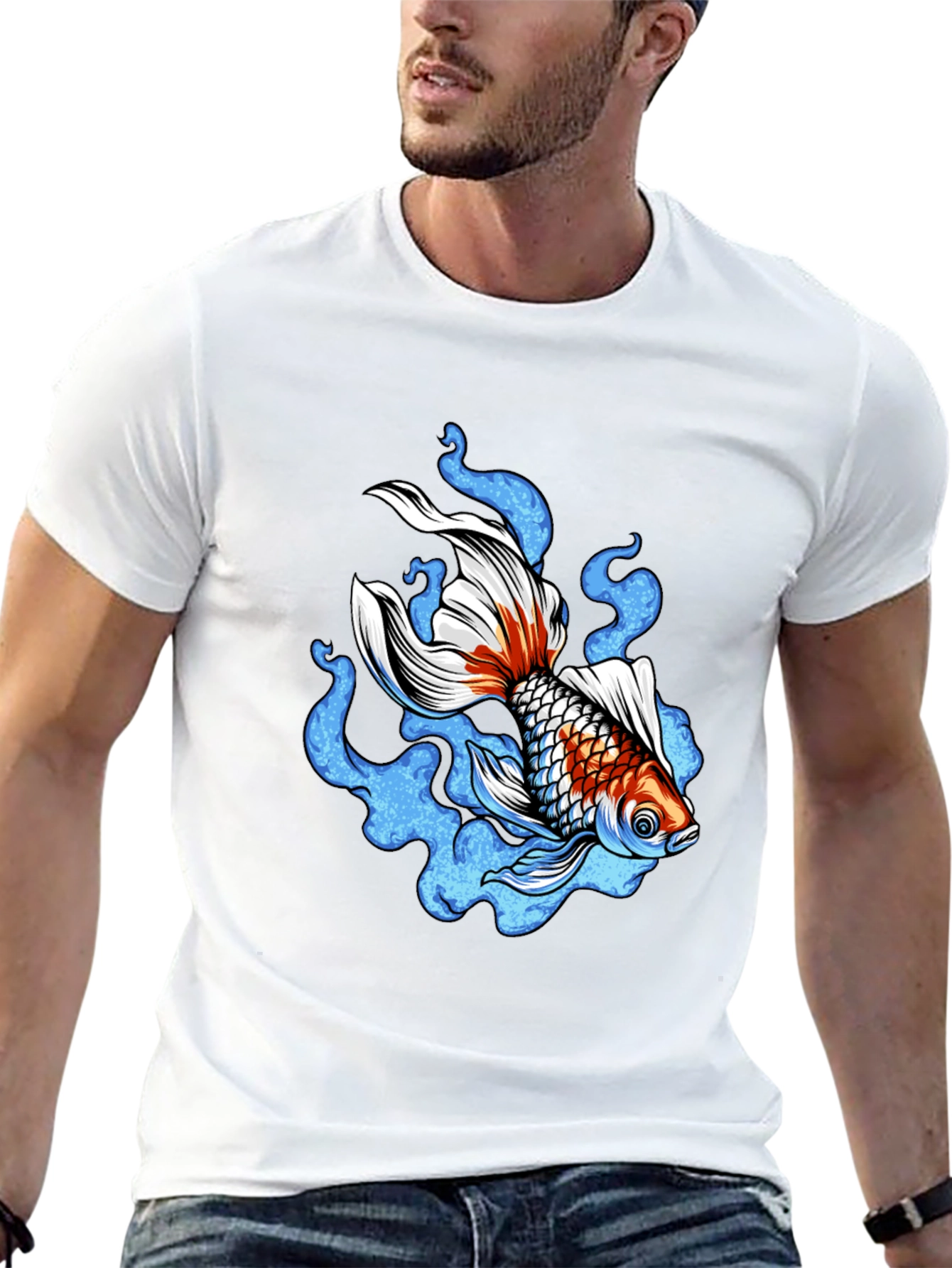 Koi Fish Graphic Black T-Shirt