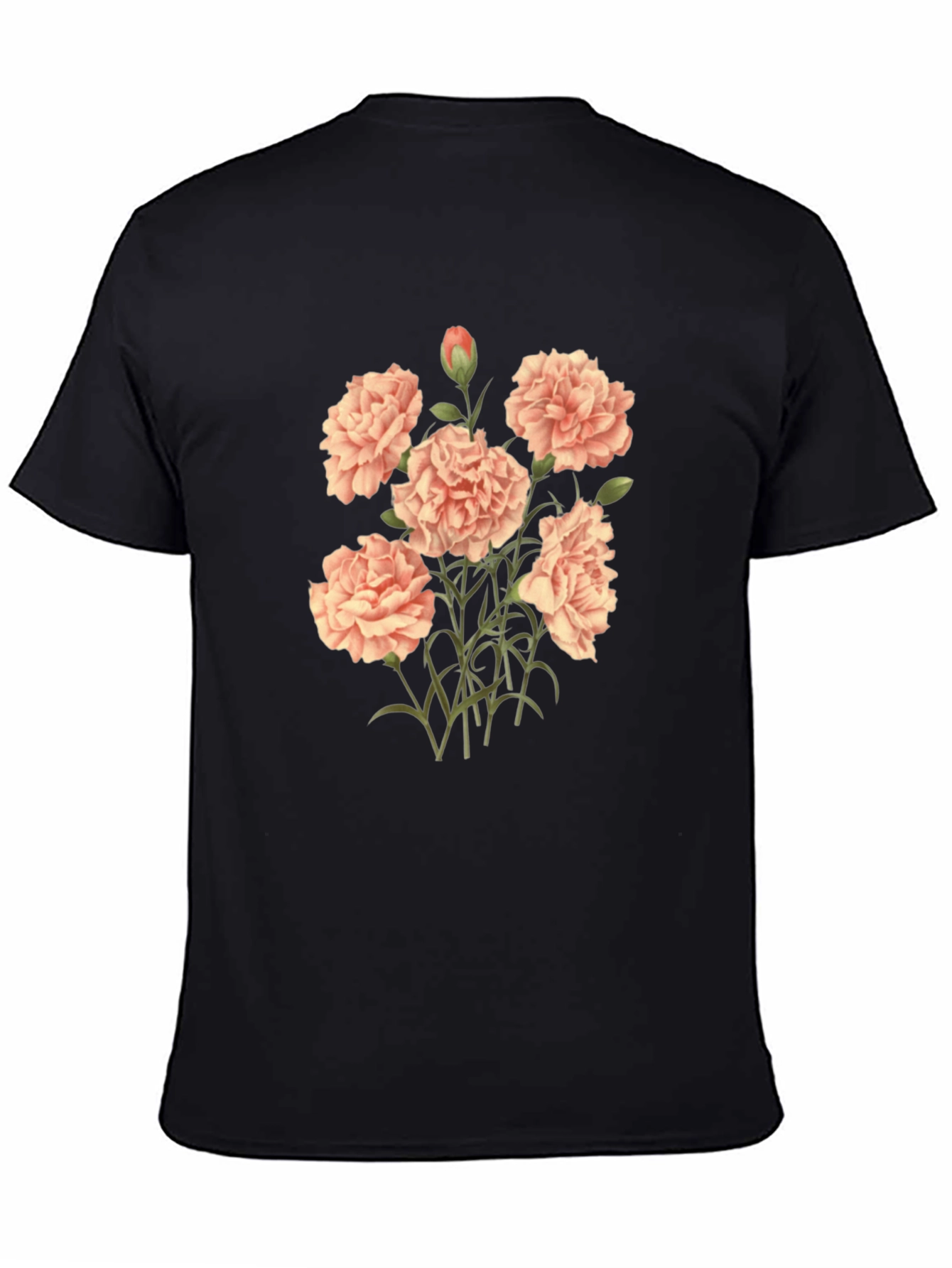 Floral Carnation Black T-Shirt