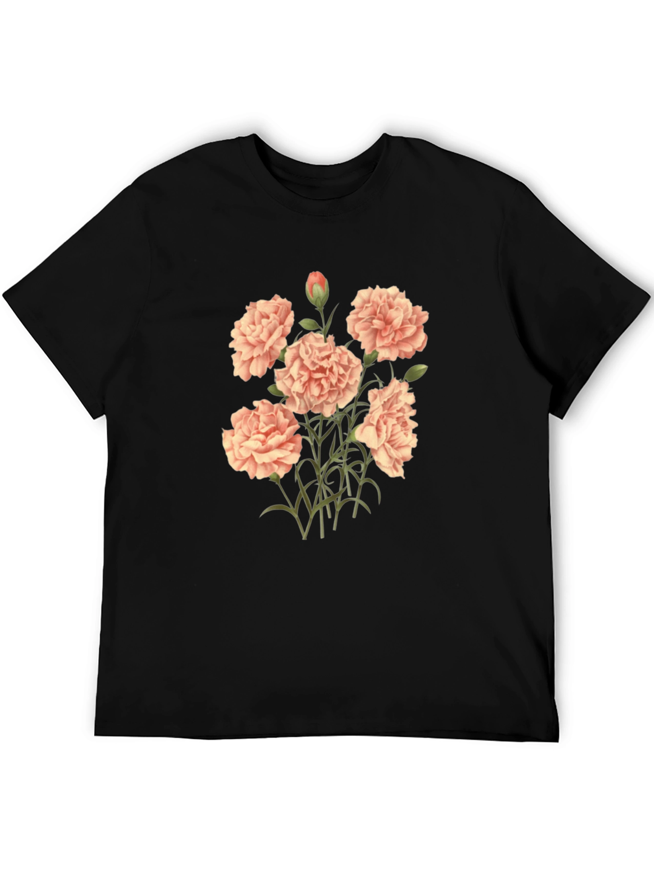 Floral Carnation Black T-Shirt