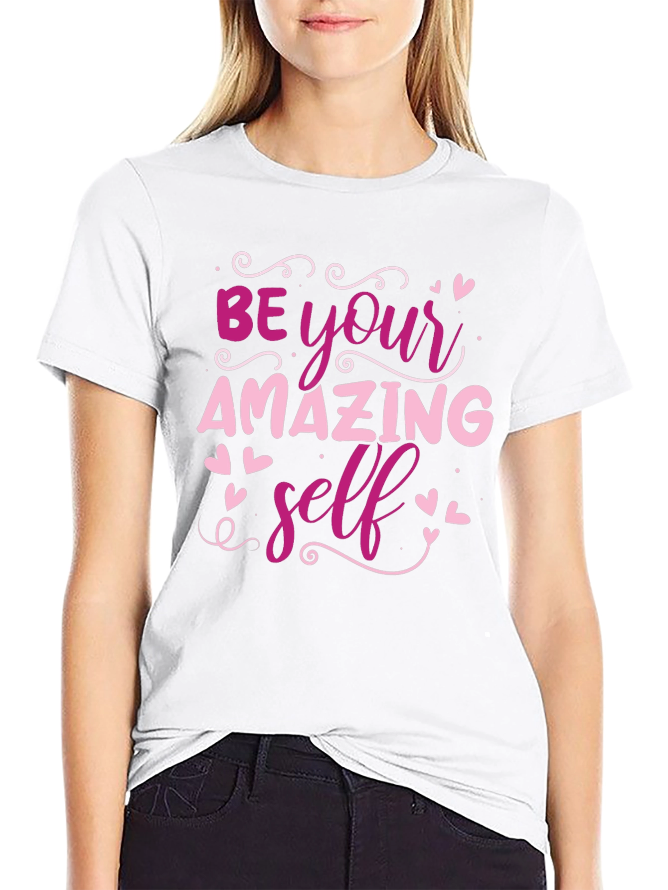 Be Your Amazing Self Black Graphic T-Shirt