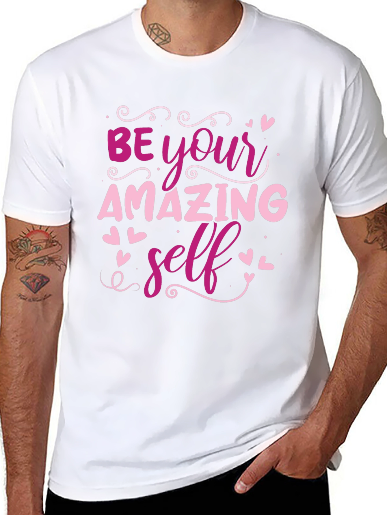 Be Your Amazing Self Black Graphic T-Shirt
