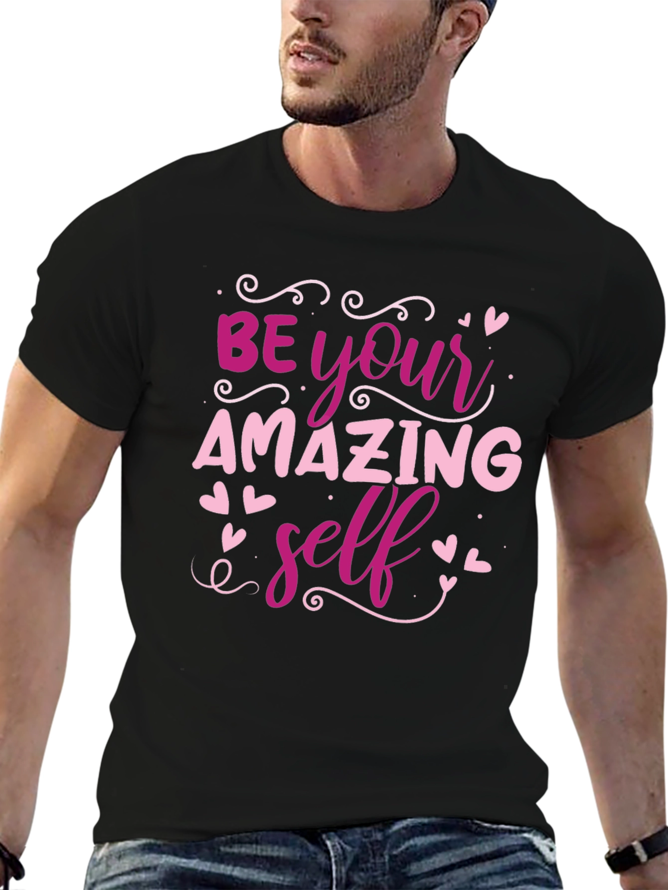 Be Your Amazing Self Black Graphic T-Shirt