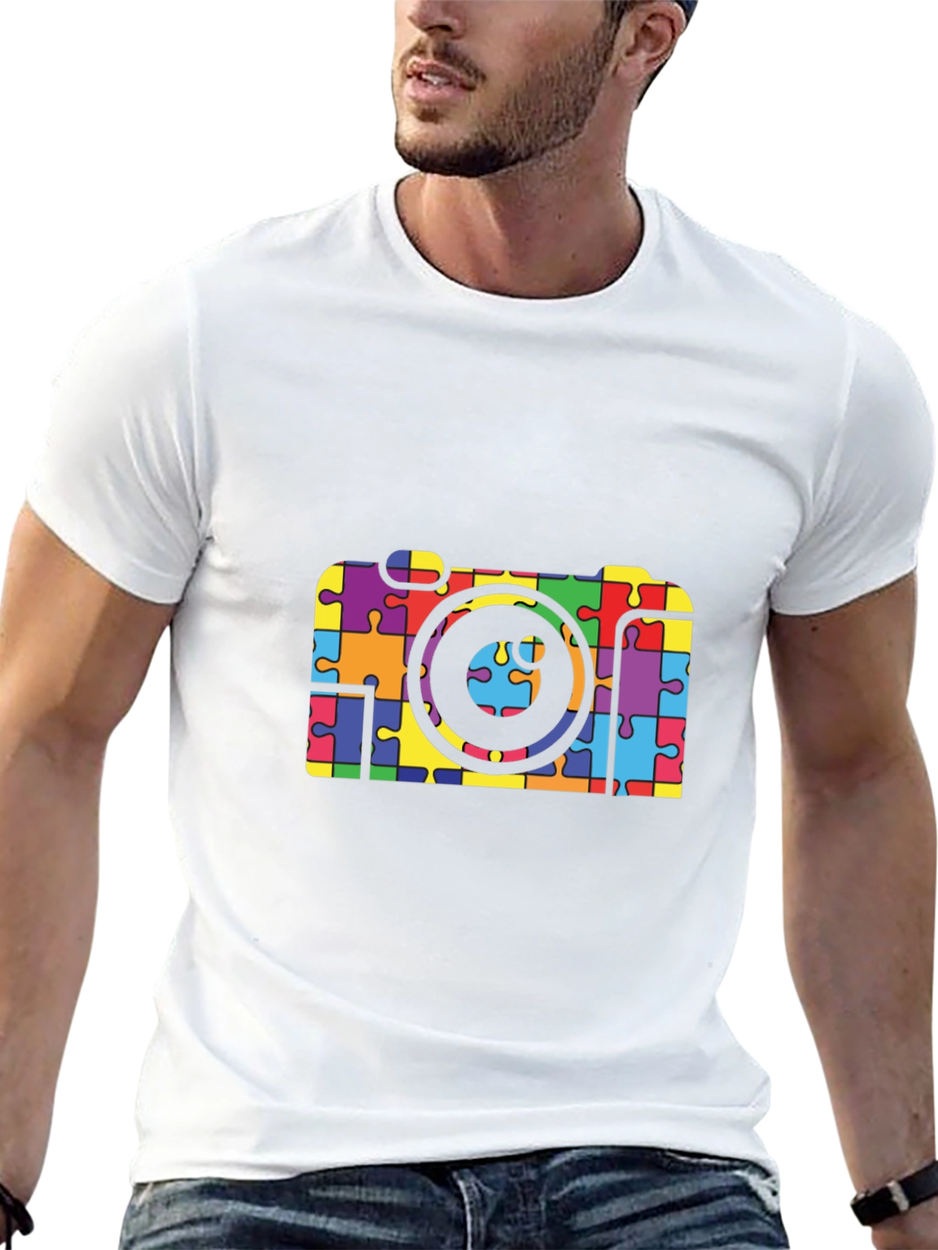 Puzzle Piece Camera Graphic T-Shirt