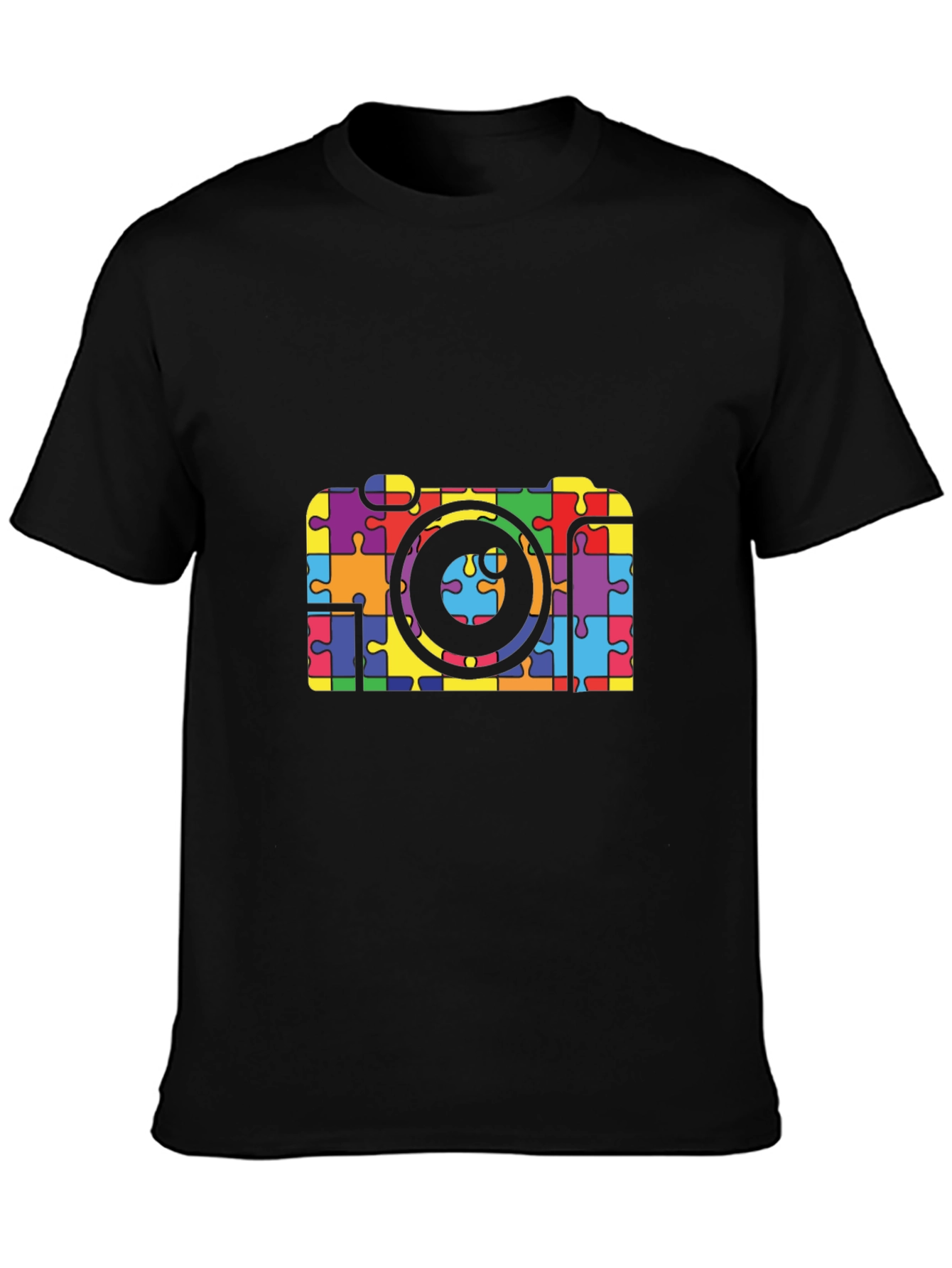 Puzzle Piece Camera Graphic T-Shirt