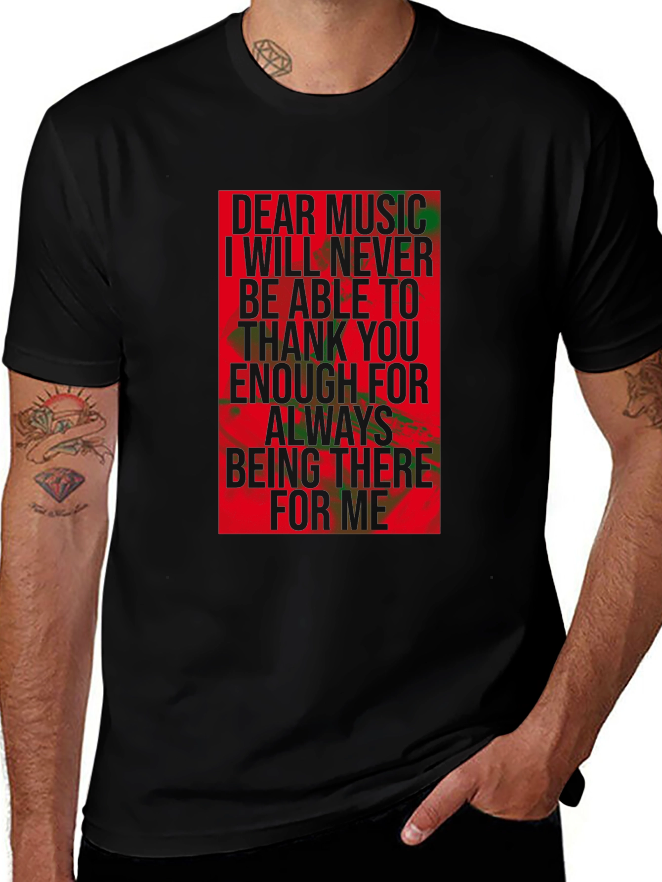 Dear Music Graphic Tee - Black Crew Neck T-Shirt