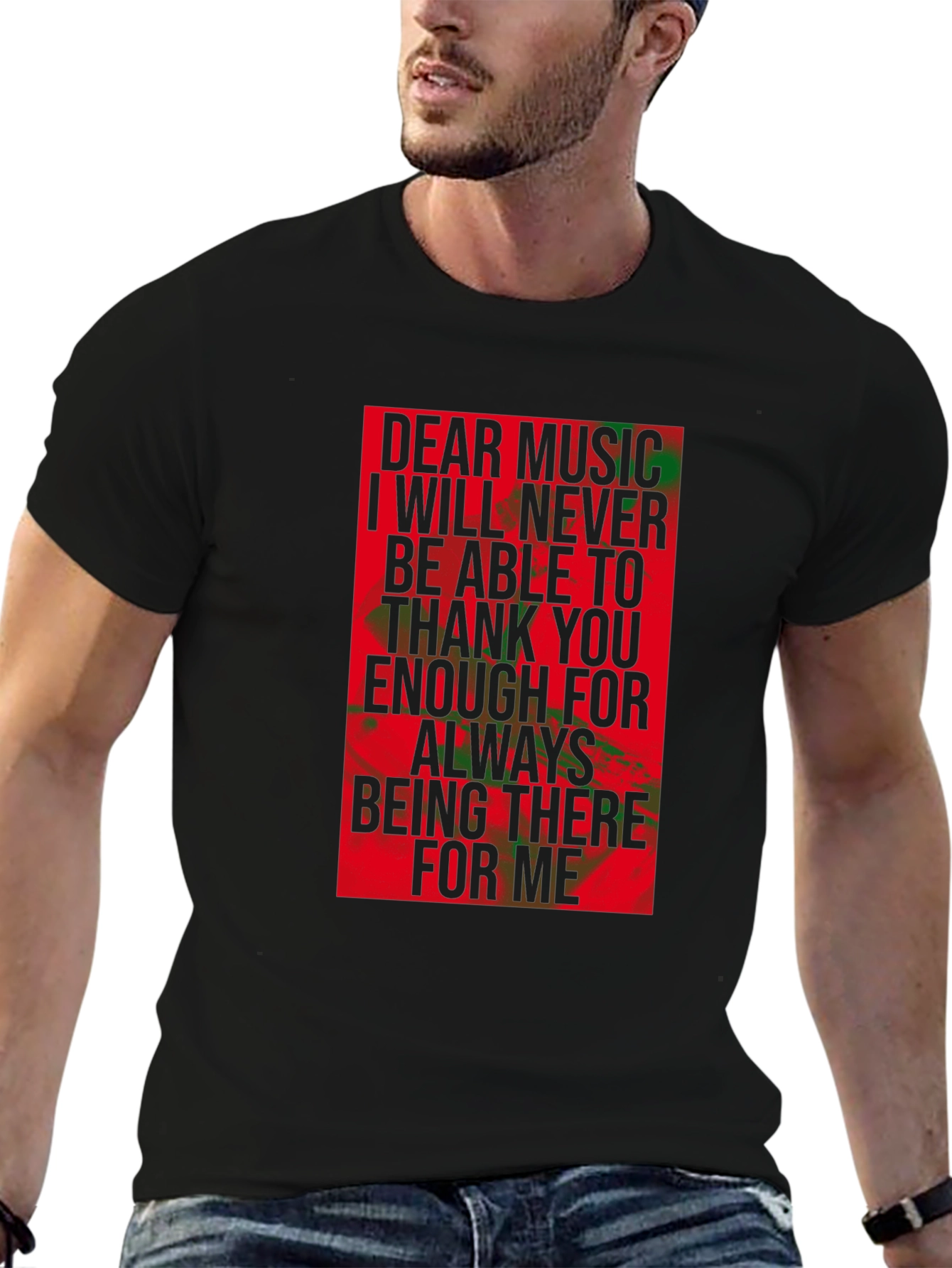 Dear Music Graphic Tee - Black Crew Neck T-Shirt