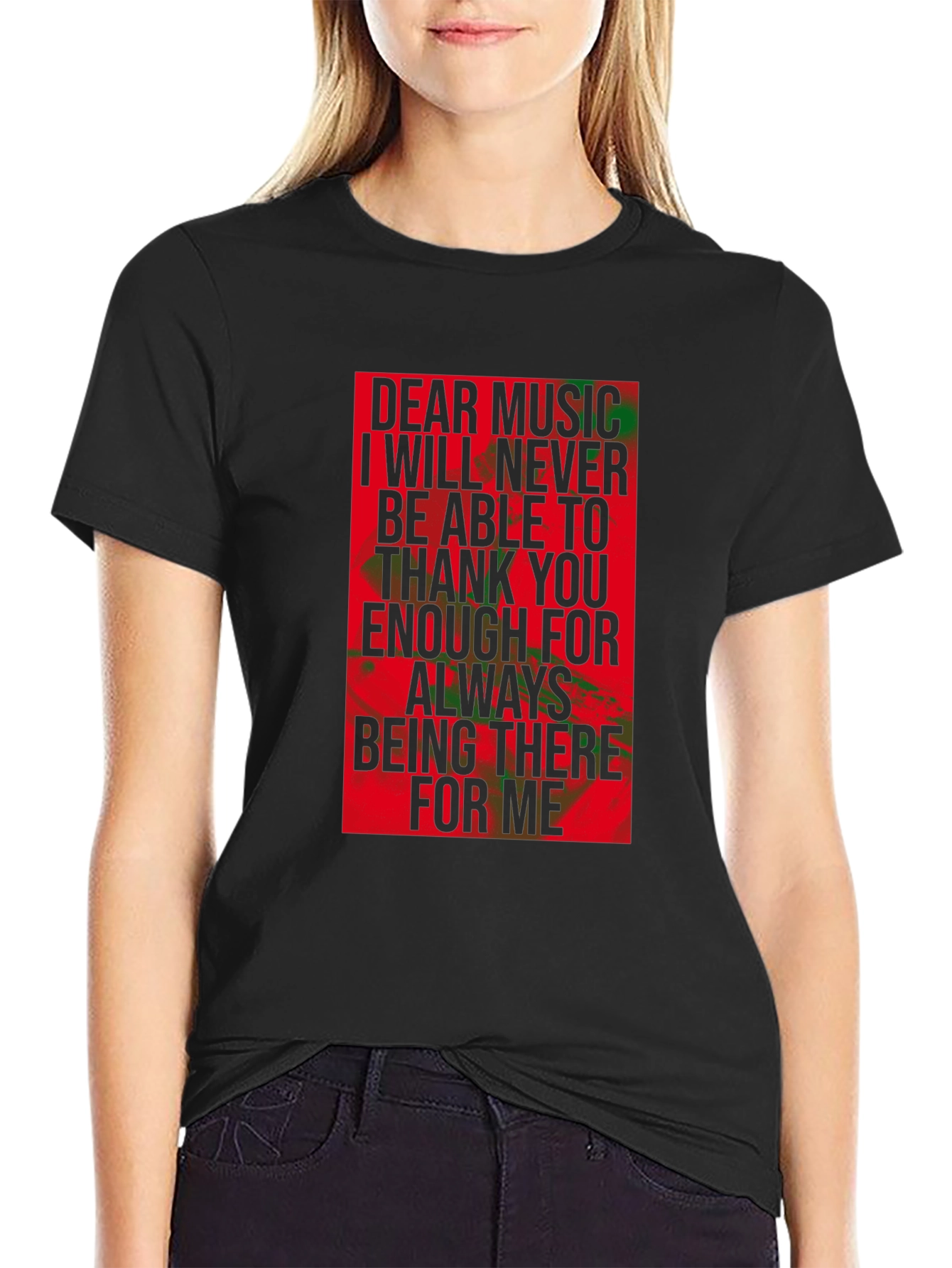 Dear Music Graphic Tee - Black Crew Neck T-Shirt