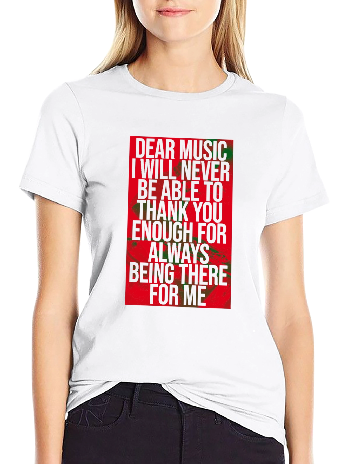 Dear Music Graphic Tee - Black Crew Neck T-Shirt