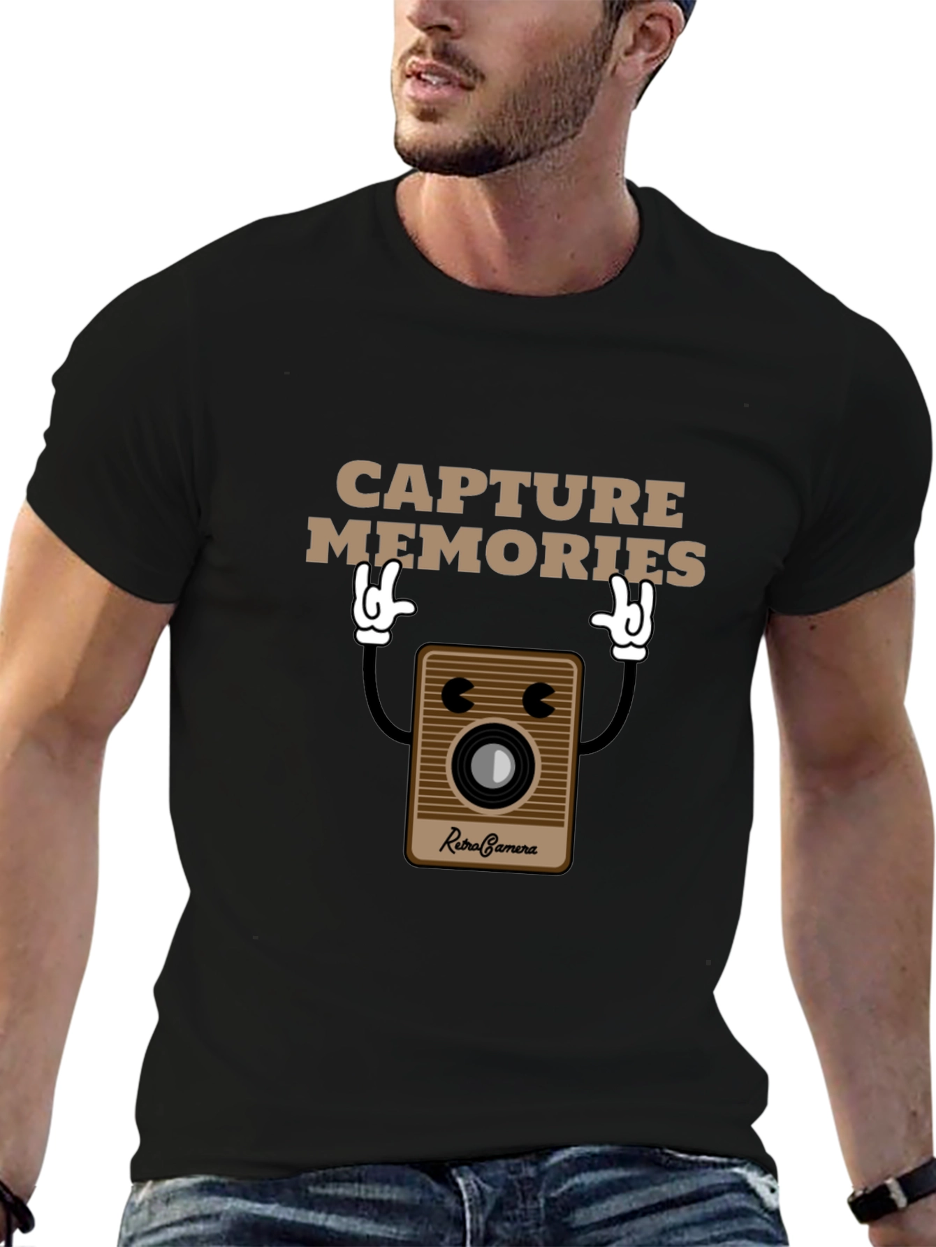 Retro Camera Capture Memories Graphic T-Shirt