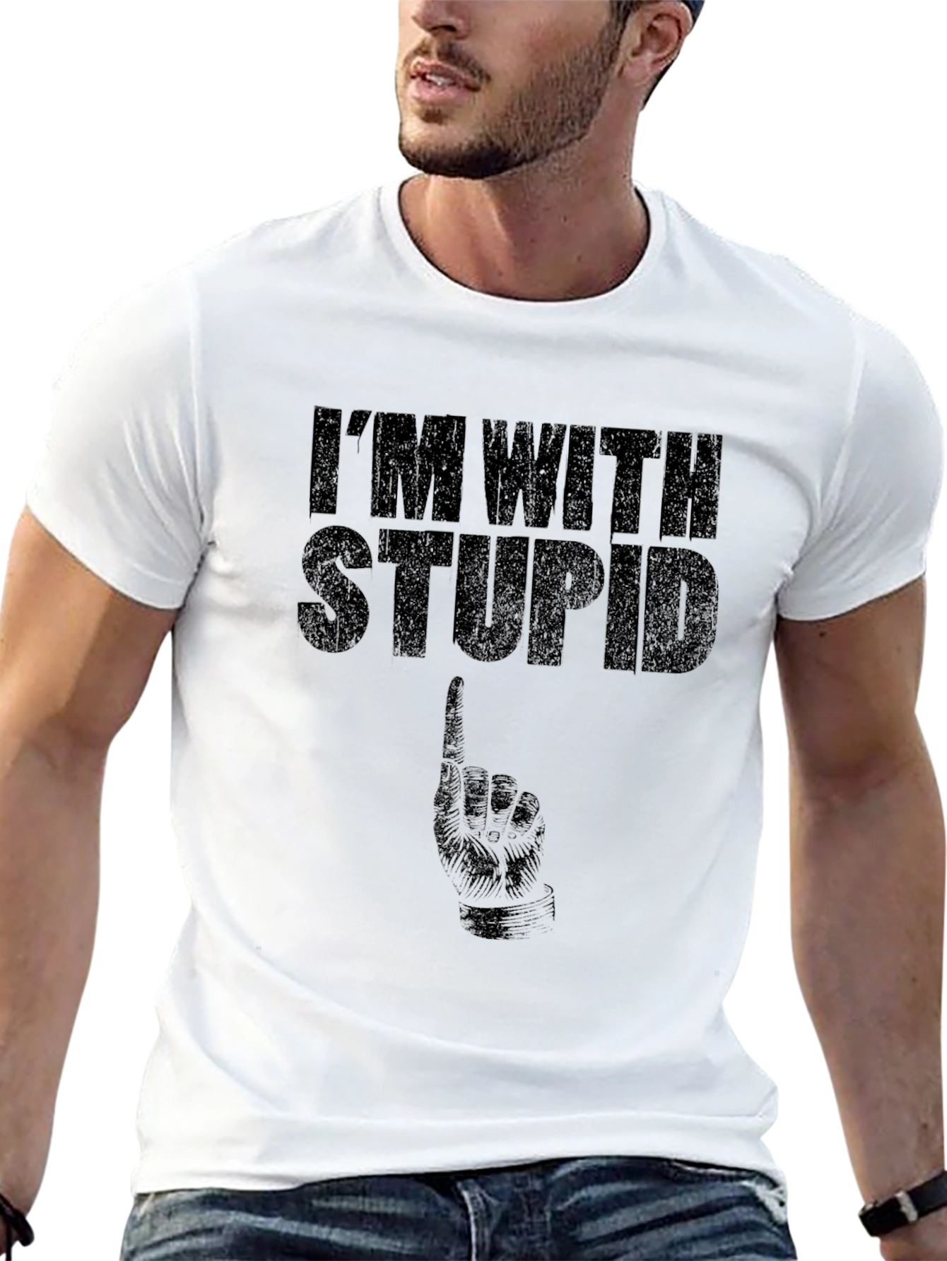 Im With Stupid Graphic T-Shirt - Funny Novelty Tee
