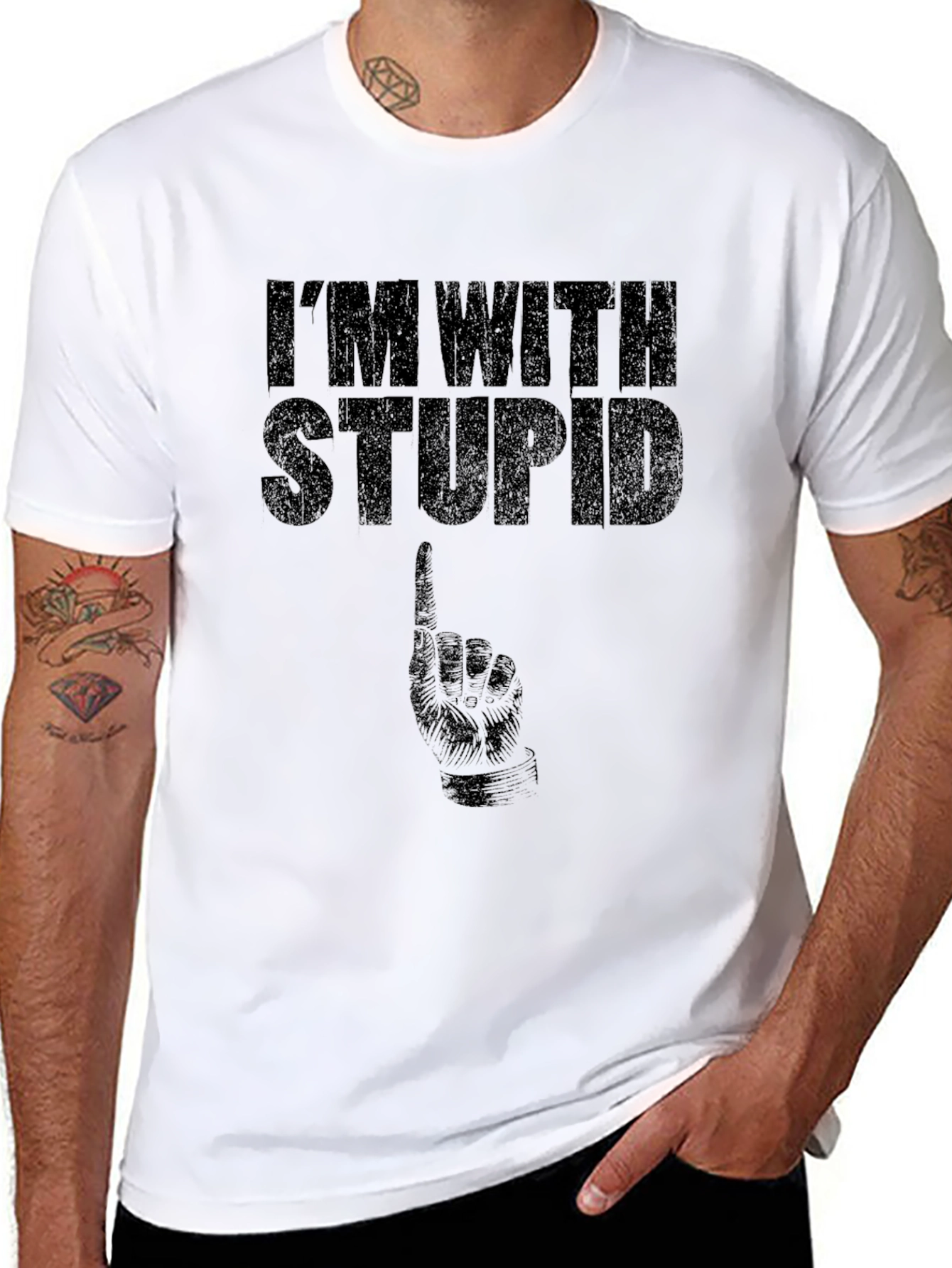 Im With Stupid Graphic T-Shirt - Funny Novelty Tee