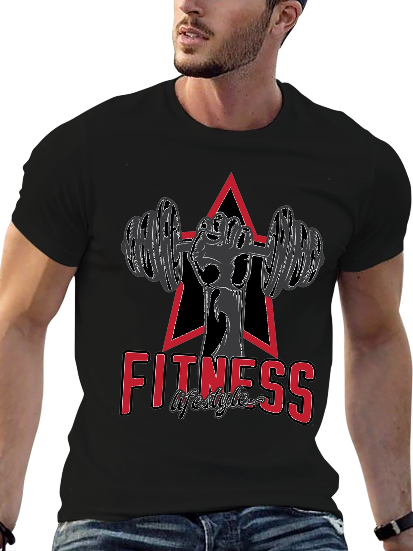 Fitness Lifestyle Graphic Tee - Weightlifting Design