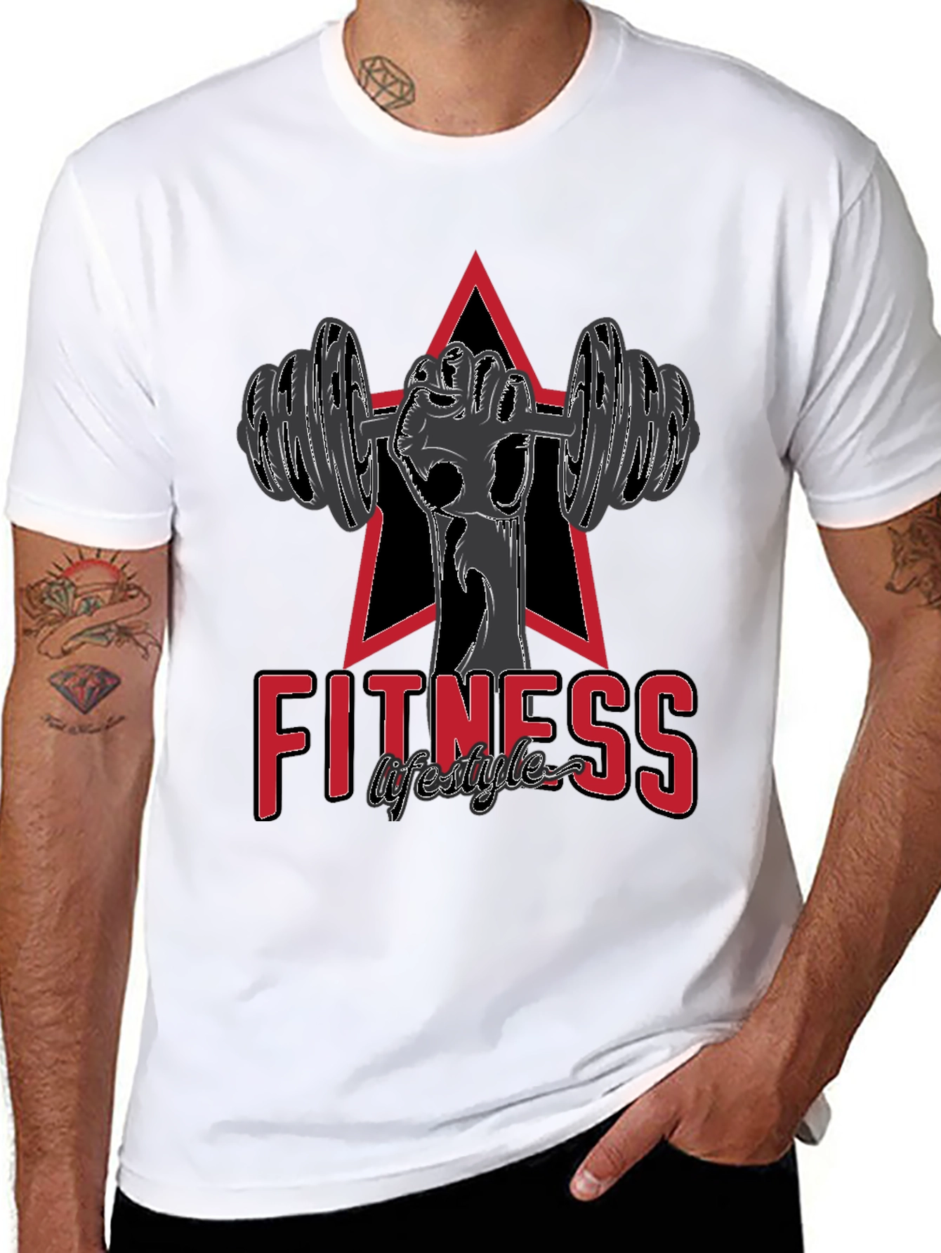Fitness Lifestyle Graphic Tee - Weightlifting Design