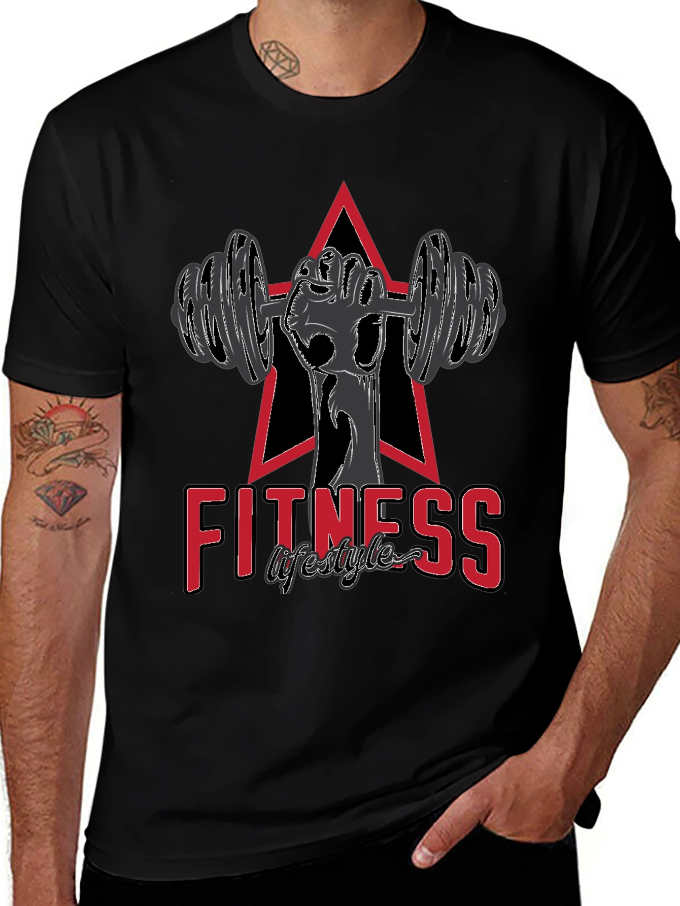 Fitness Lifestyle Graphic Tee - Weightlifting Design