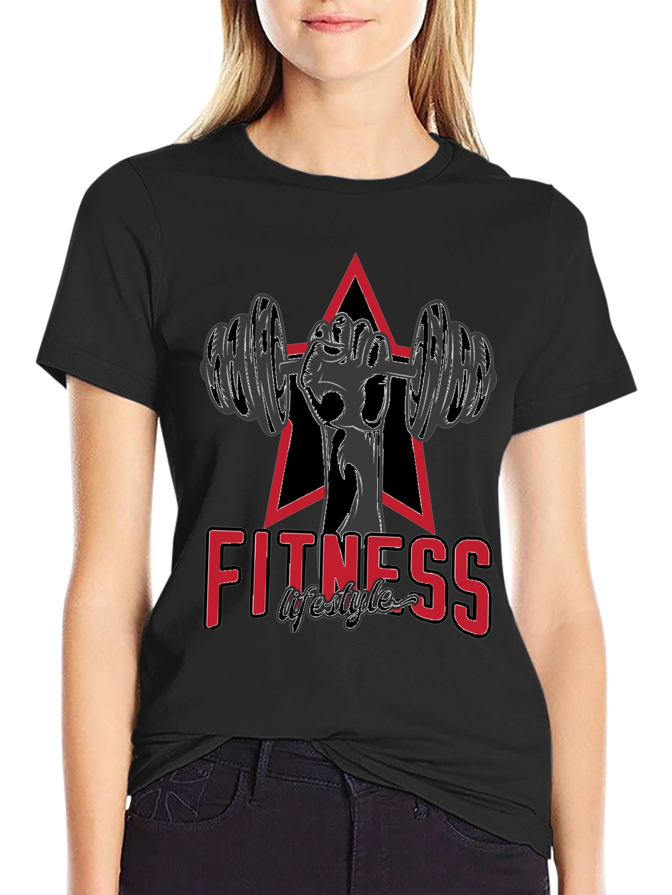 Fitness Lifestyle Graphic Tee - Weightlifting Design