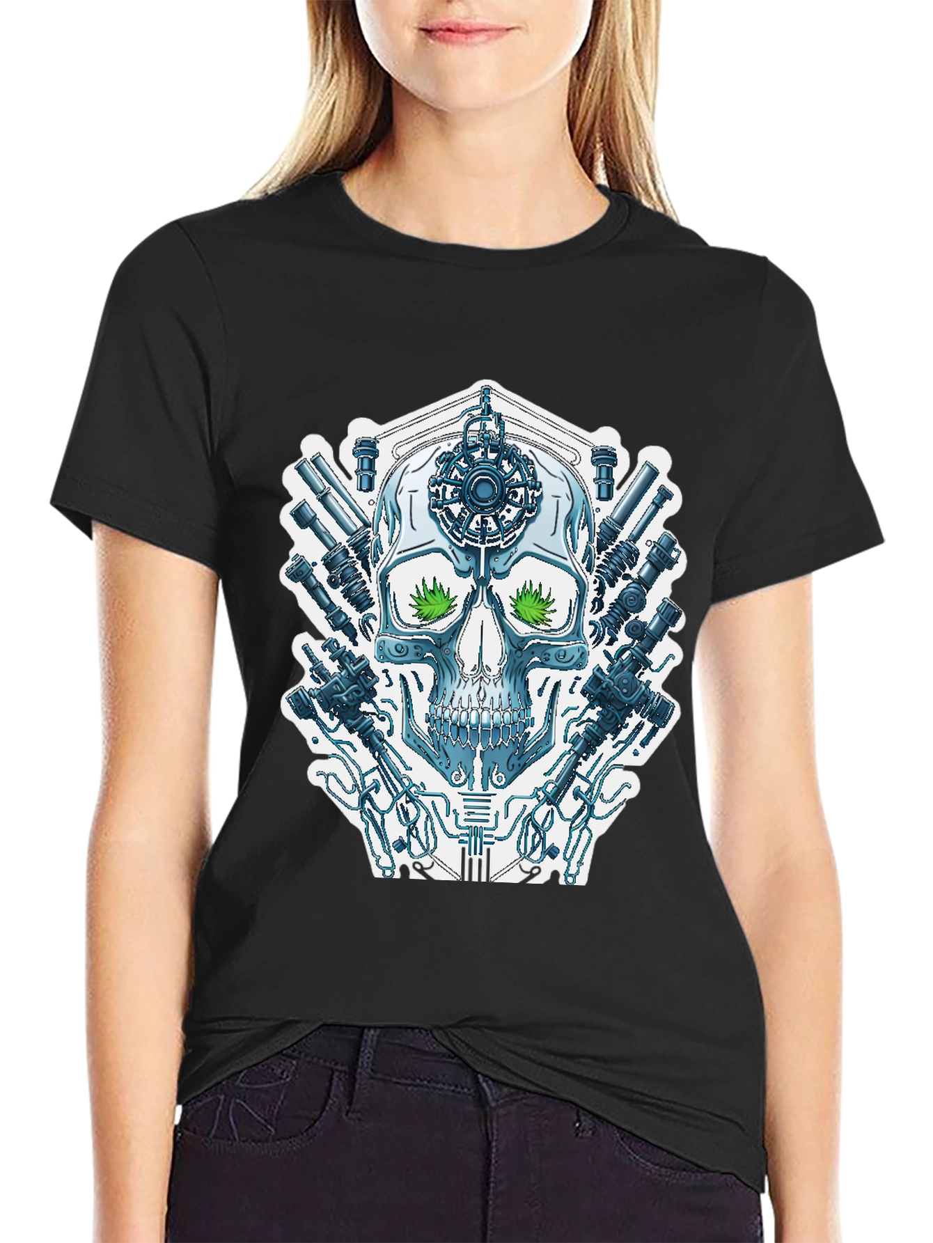 Cyberpunk Skull T-Shirt - Sci-Fi Streetwear