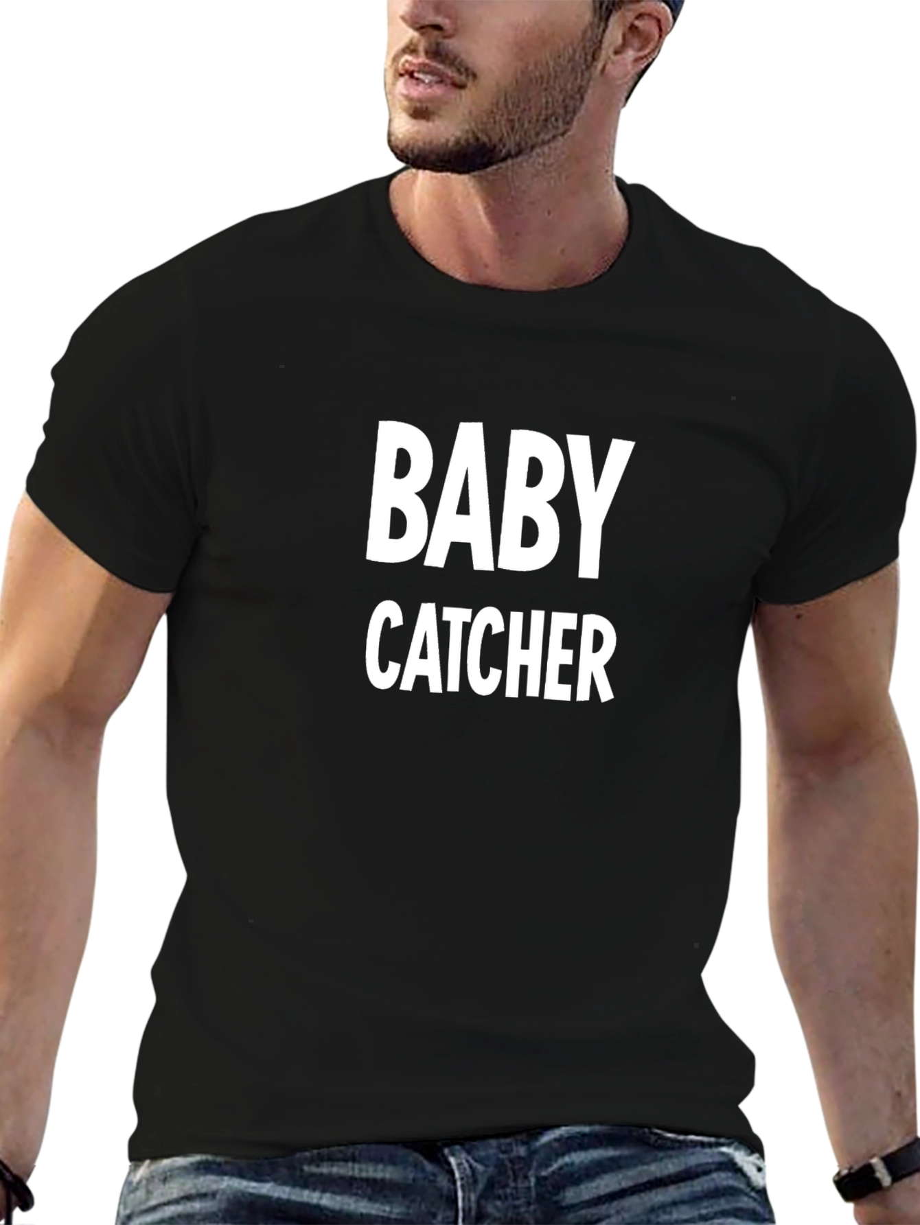 Baby Catcher Graphic Tee - Novelty Humor T-Shirt
