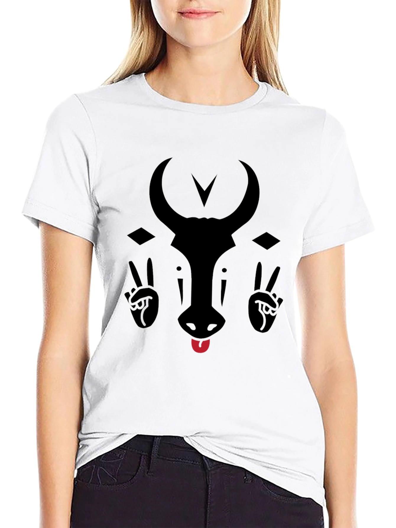 Bull Face Graphic Tee - Black