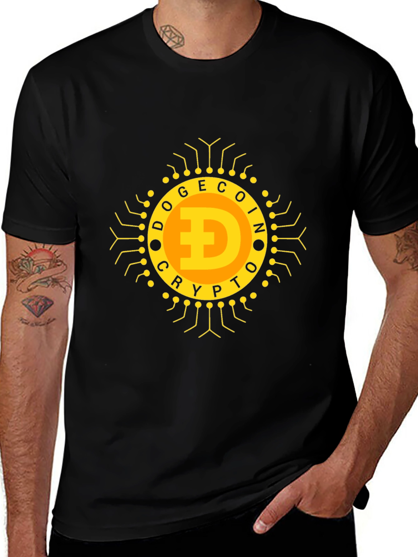 Dogecoin Crypto T-Shirt - Black Bold Design