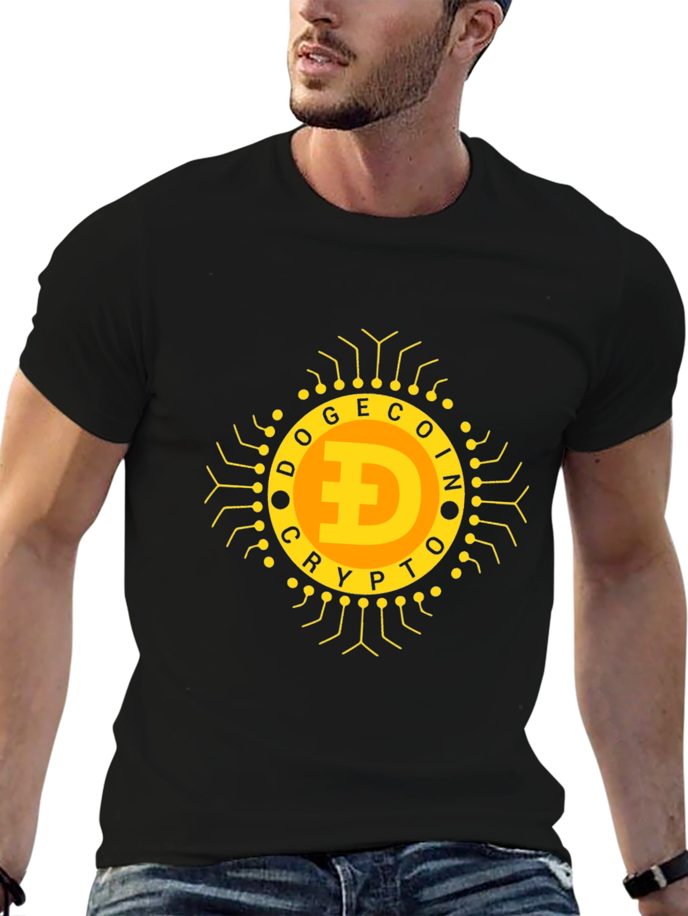 Dogecoin Crypto T-Shirt - Black Bold Design