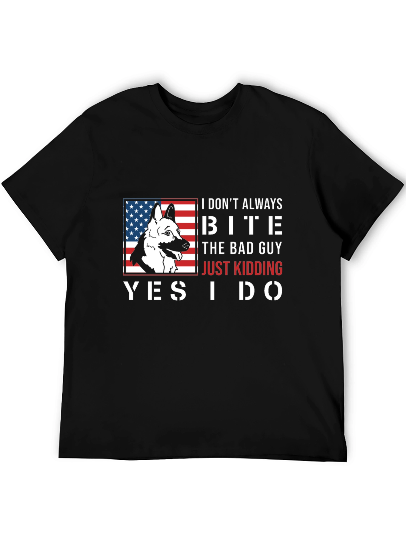 Funny Dog Bite T-Shirt - American Flag Design