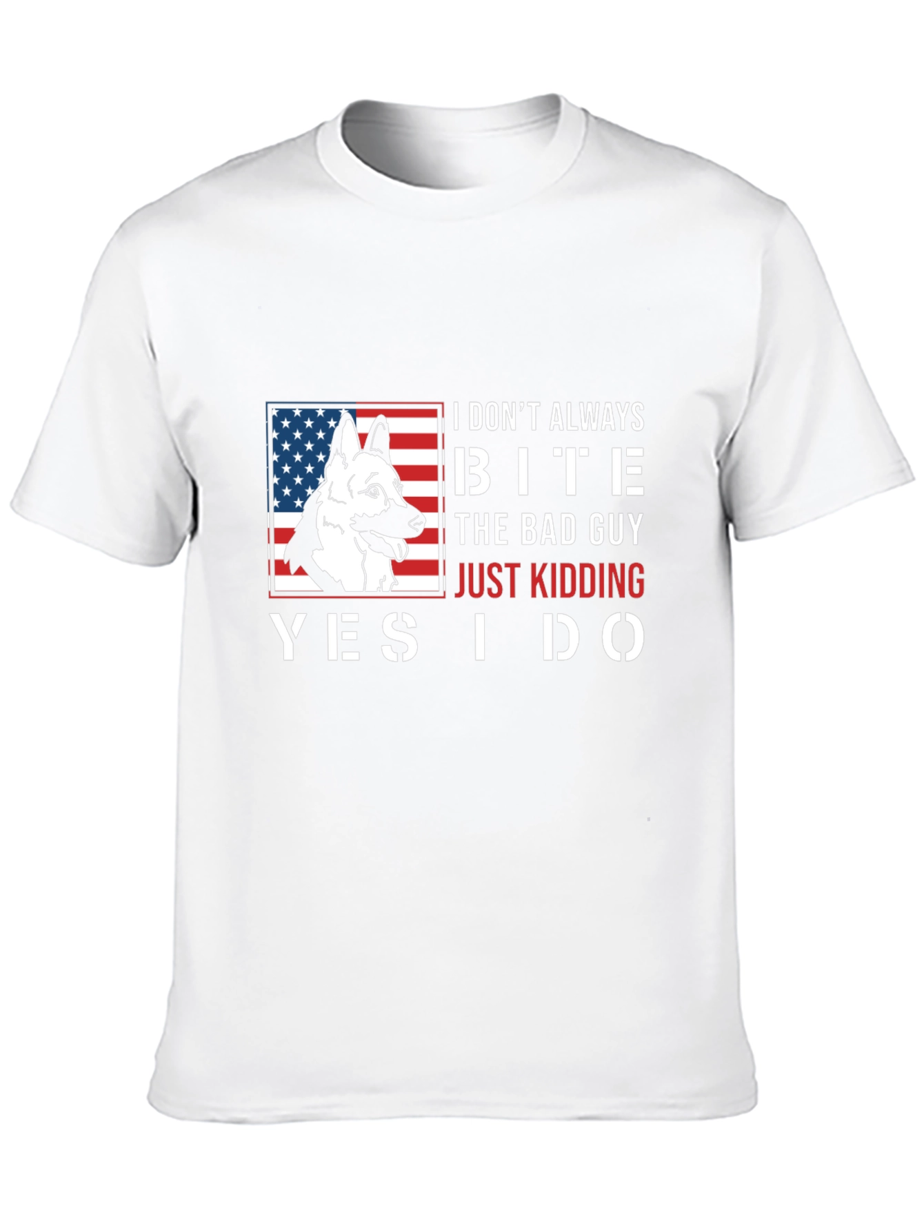 Funny Dog Bite T-Shirt - American Flag Design