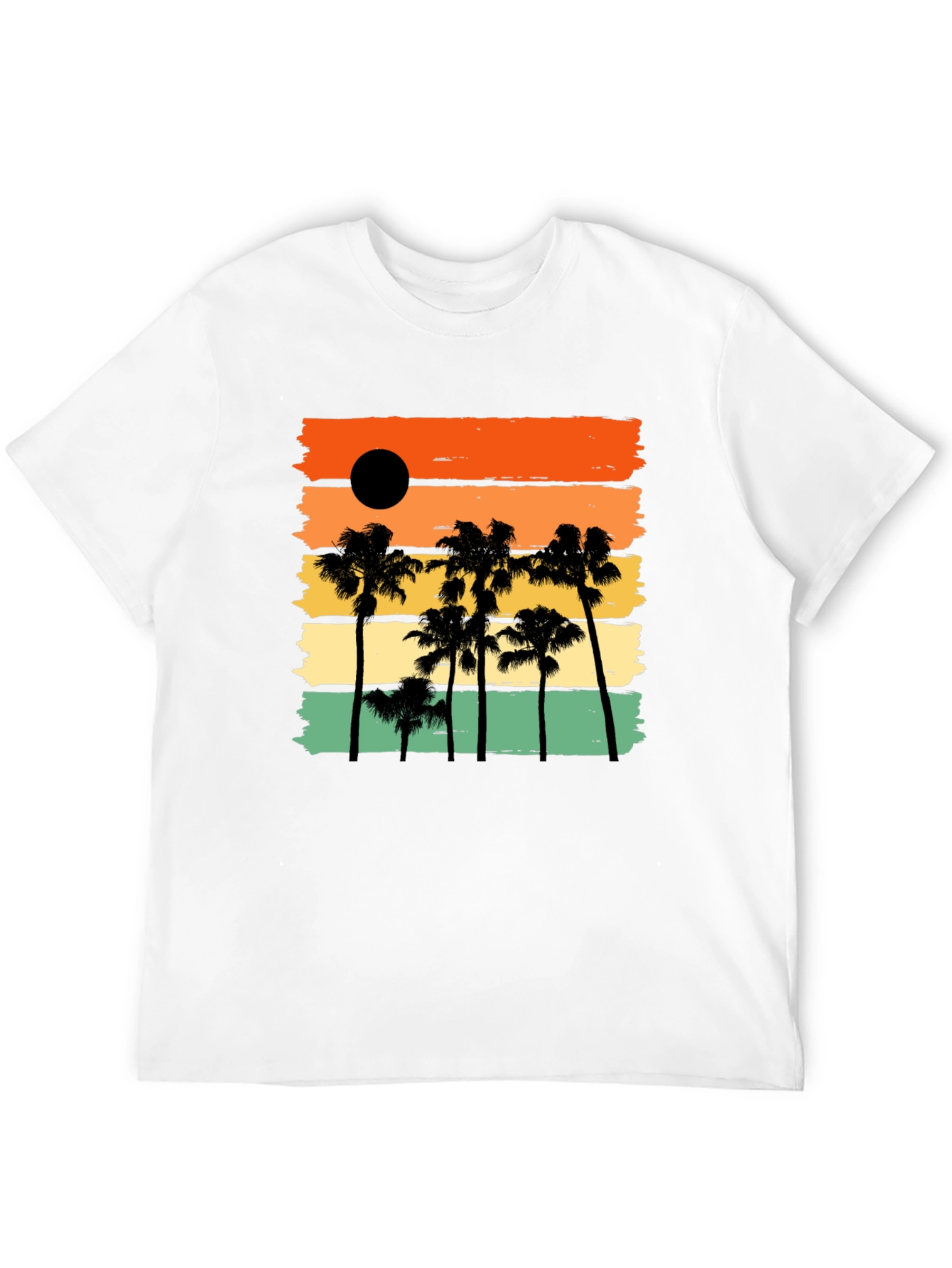 Sunset Palm Tree Black Graphic T-Shirt