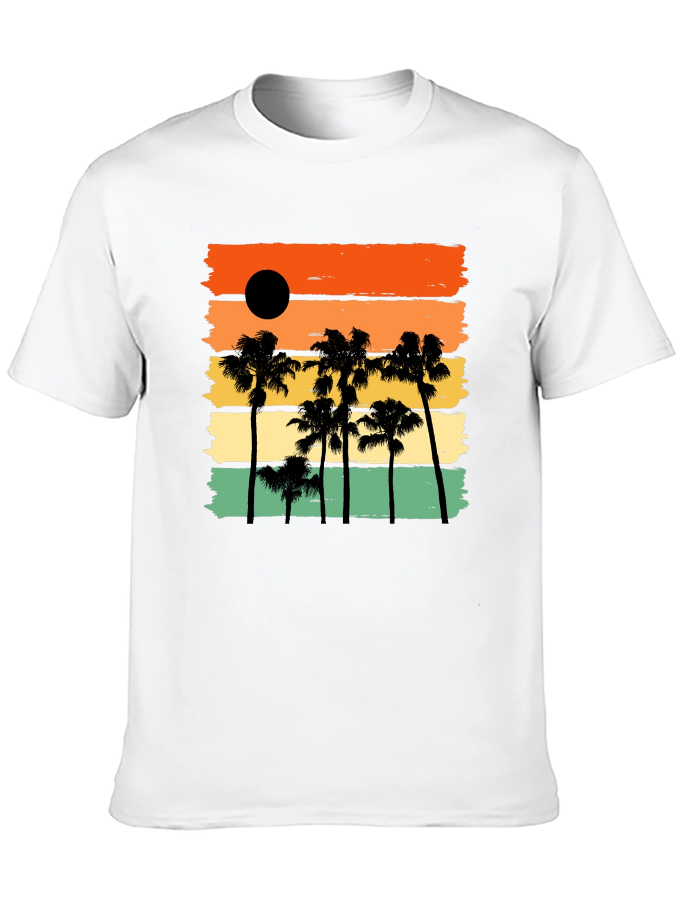 Sunset Palm Tree Black Graphic T-Shirt