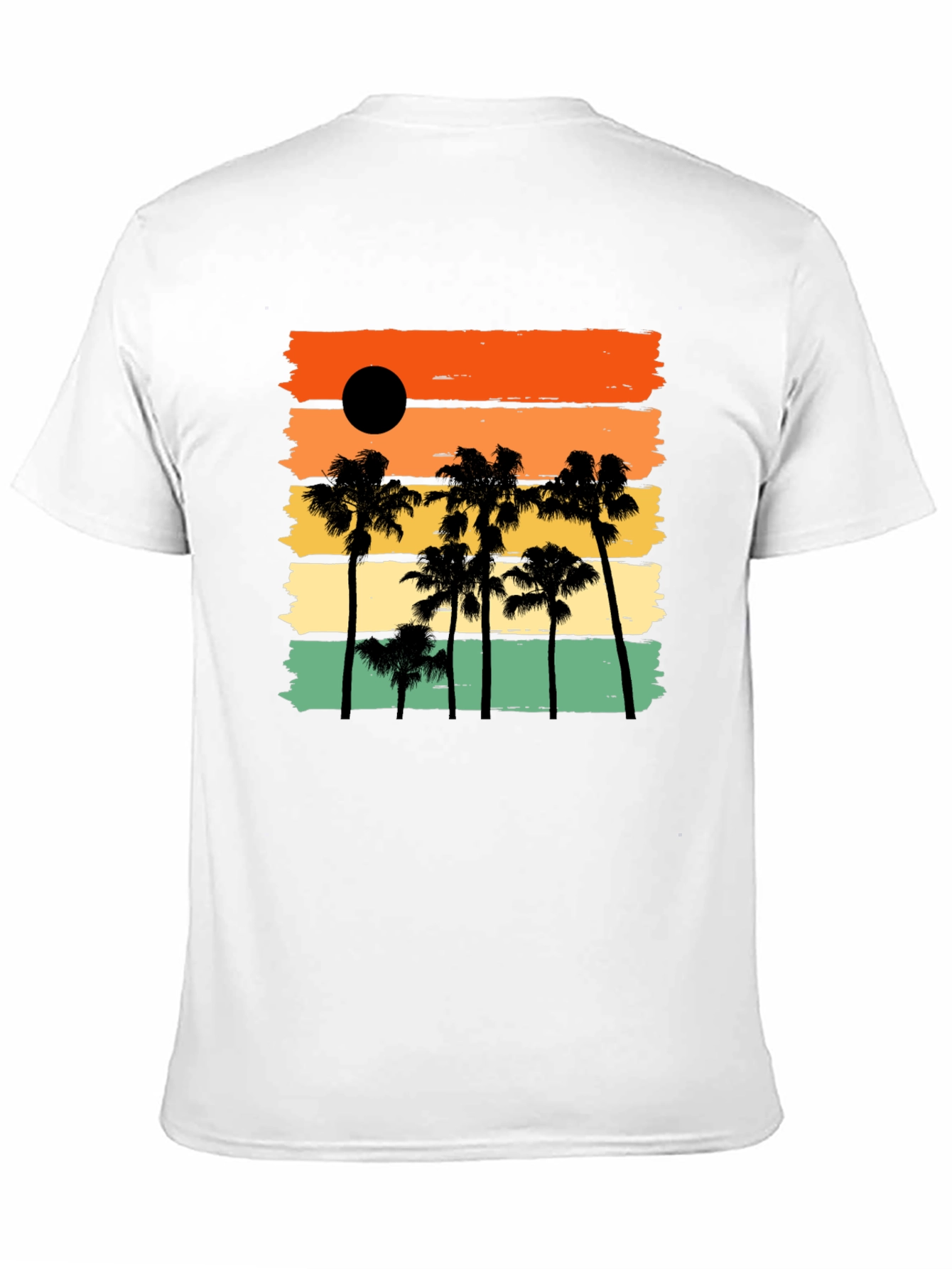 Sunset Palm Tree Black Graphic T-Shirt