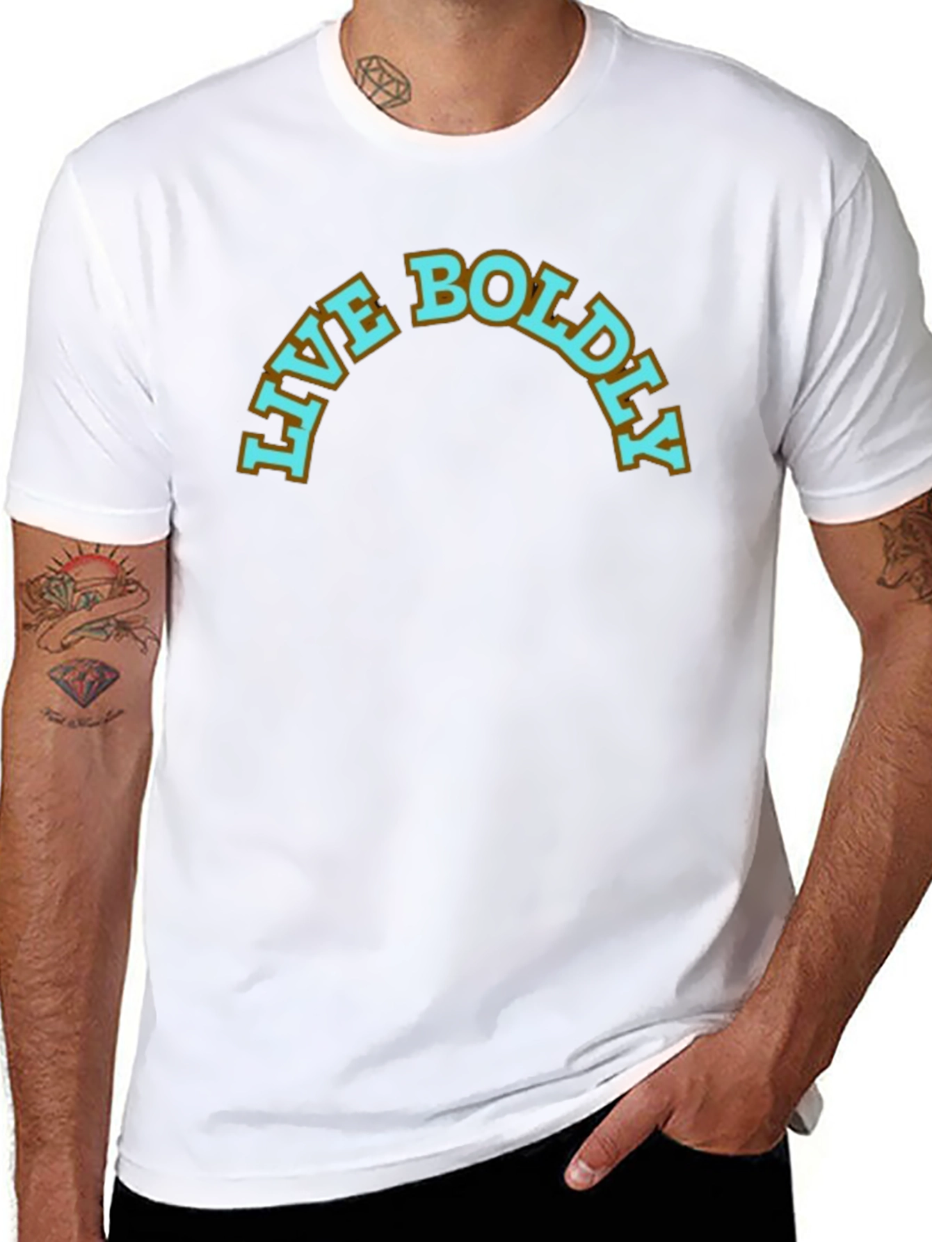 Live Boldly Graphic Tee - Black Cotton Casual Shirt