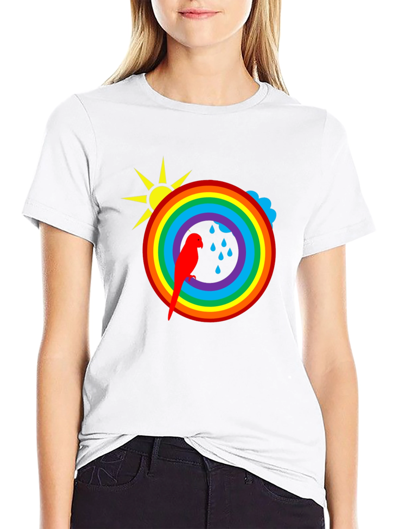 Rainbow Parrot Graphic T-Shirt