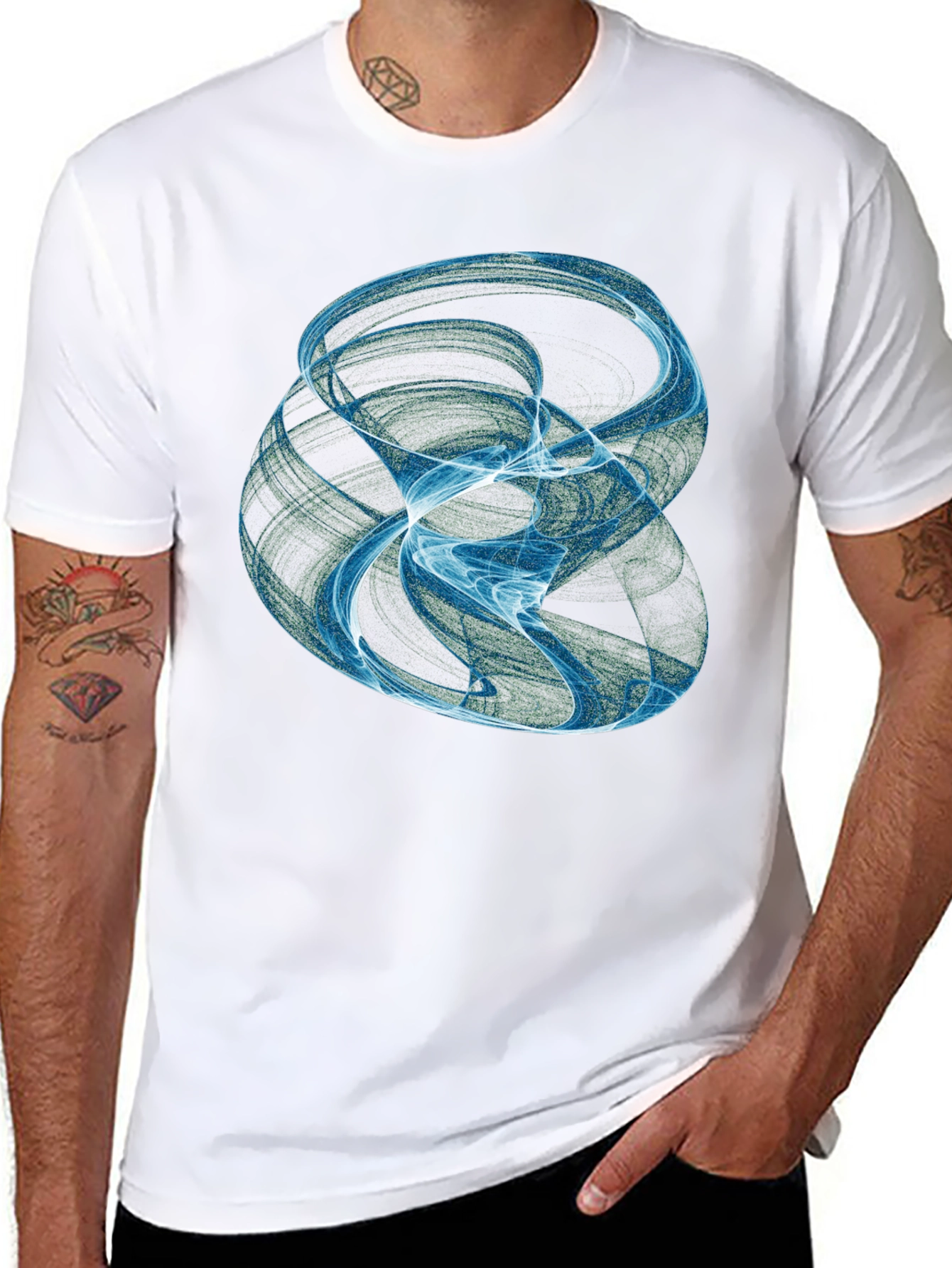 Abstract Swirl Graphic Black T-Shirt