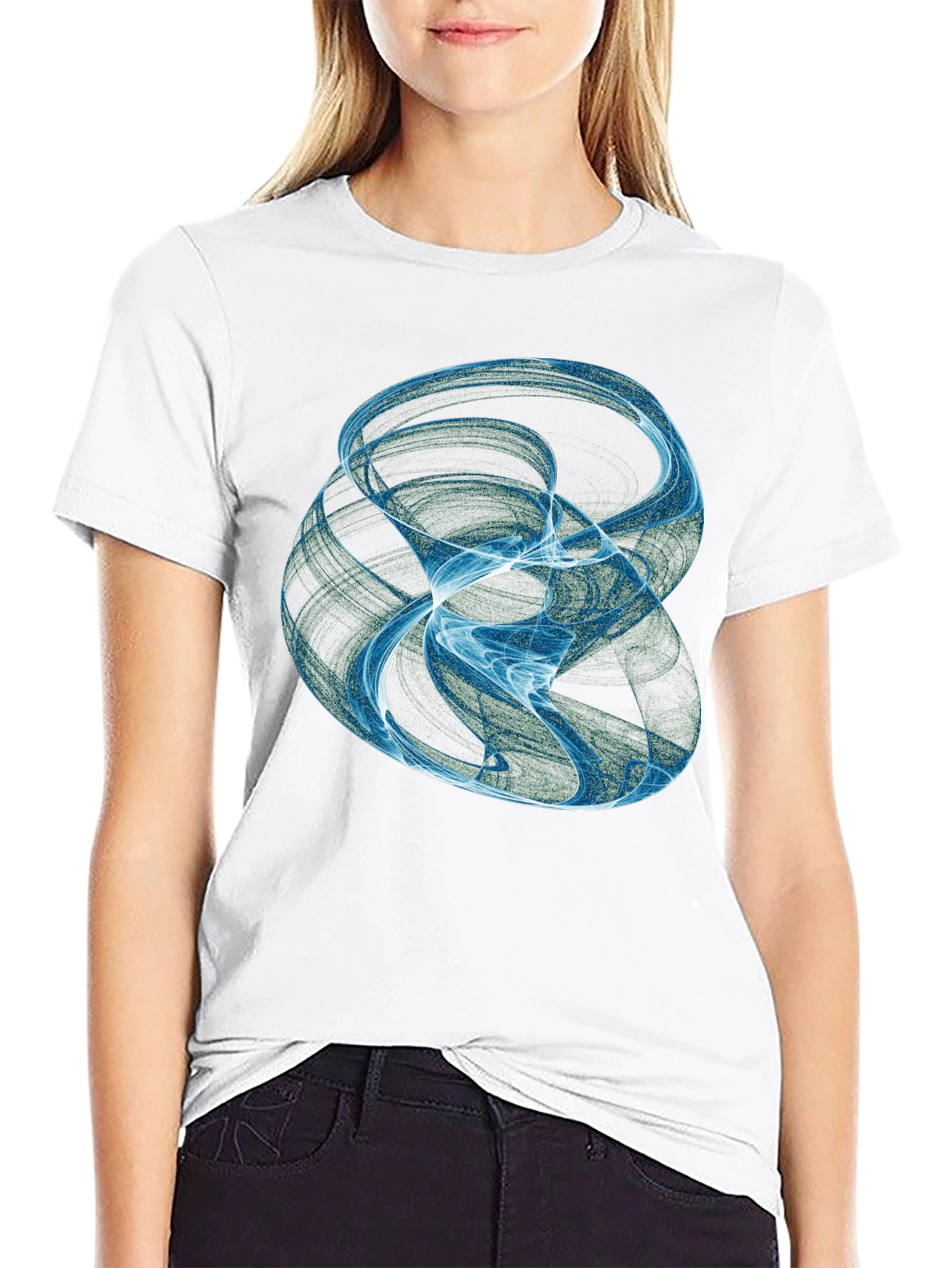 Abstract Swirl Graphic Black T-Shirt