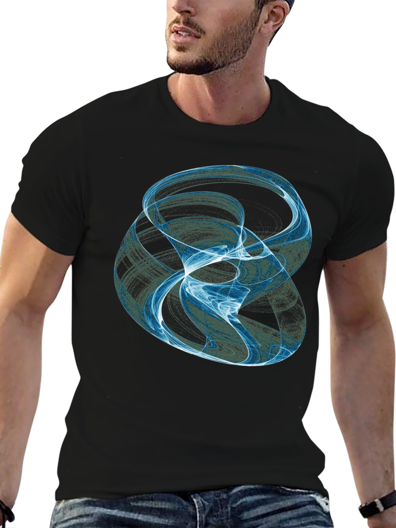 Abstract Swirl Graphic Black T-Shirt