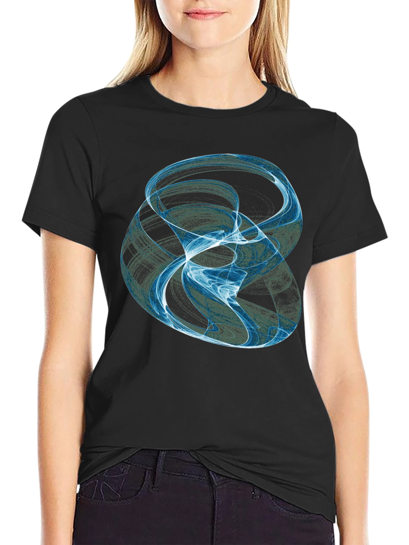 Abstract Swirl Graphic Black T-Shirt