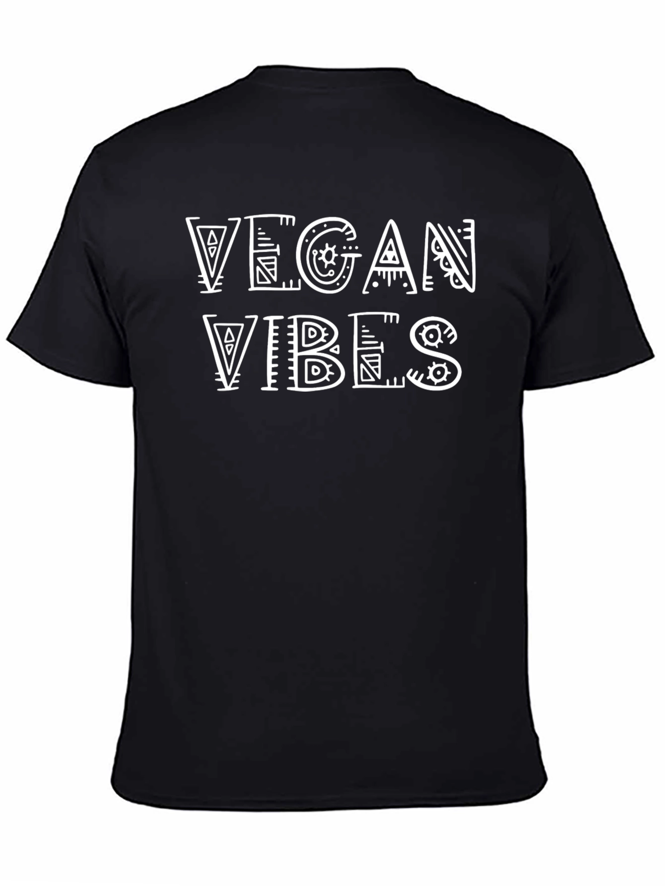 Vegan Vibes Graphic Tee - Black Casual T-Shirt