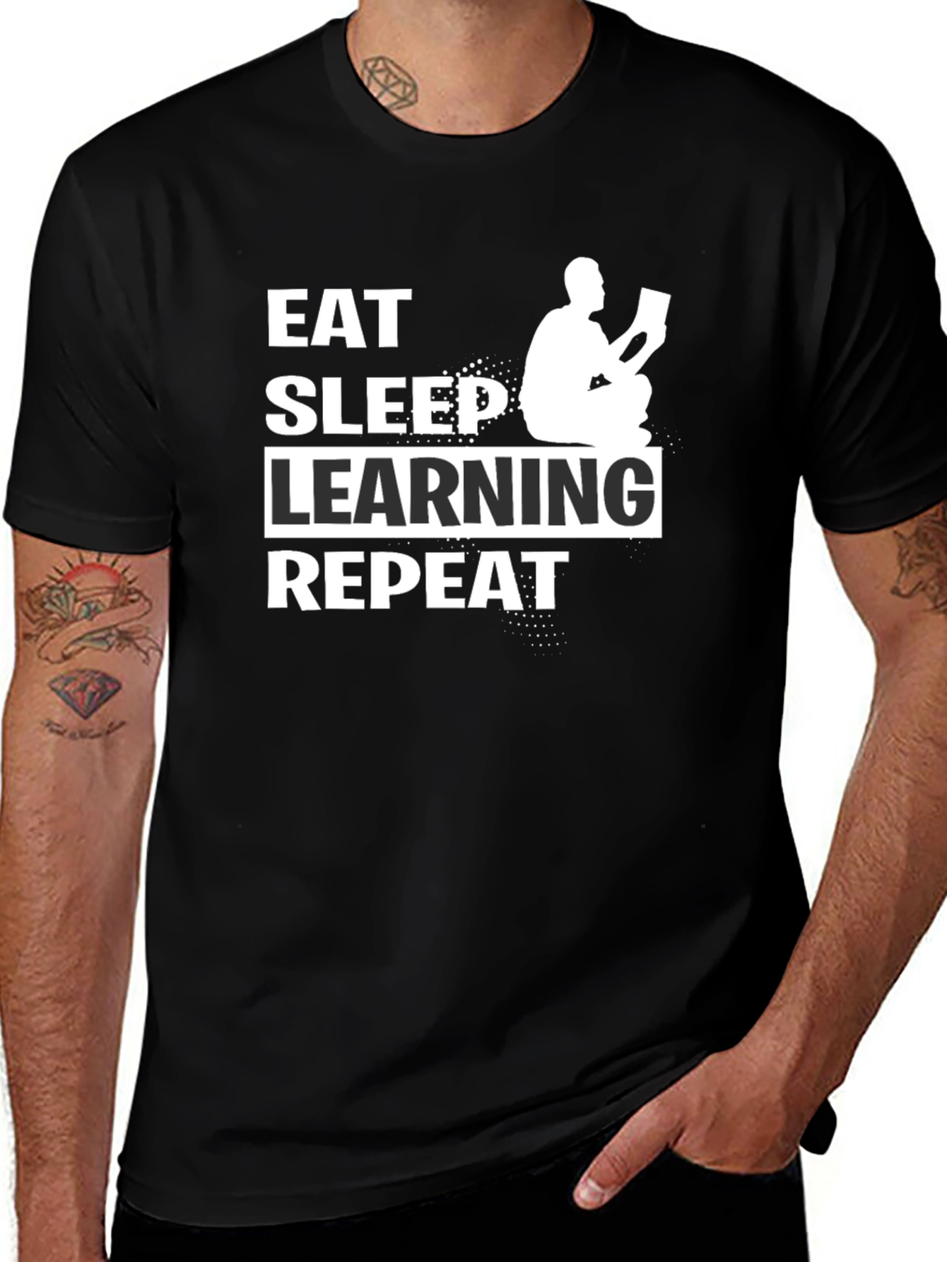Eat Sleep Learning Repeat Black T-Shirt