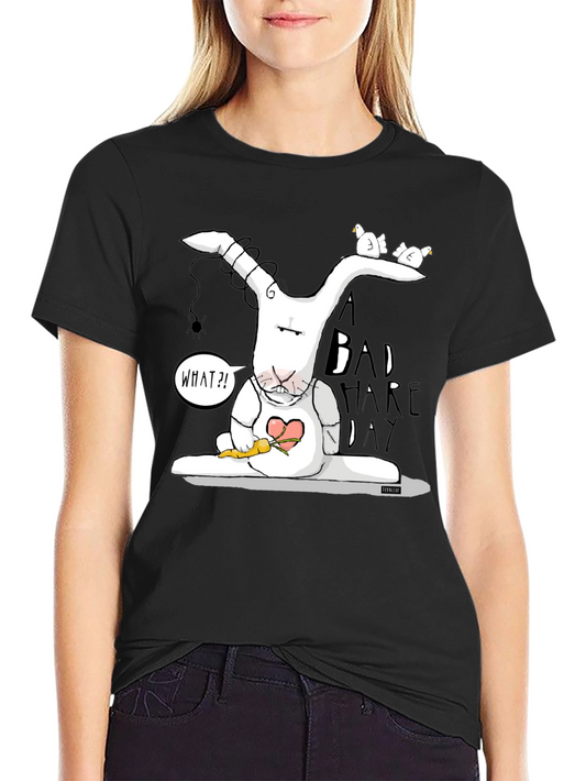 Bad Hare Day Tee - Funny Cartoon Rabbit Graphic T-Shirt