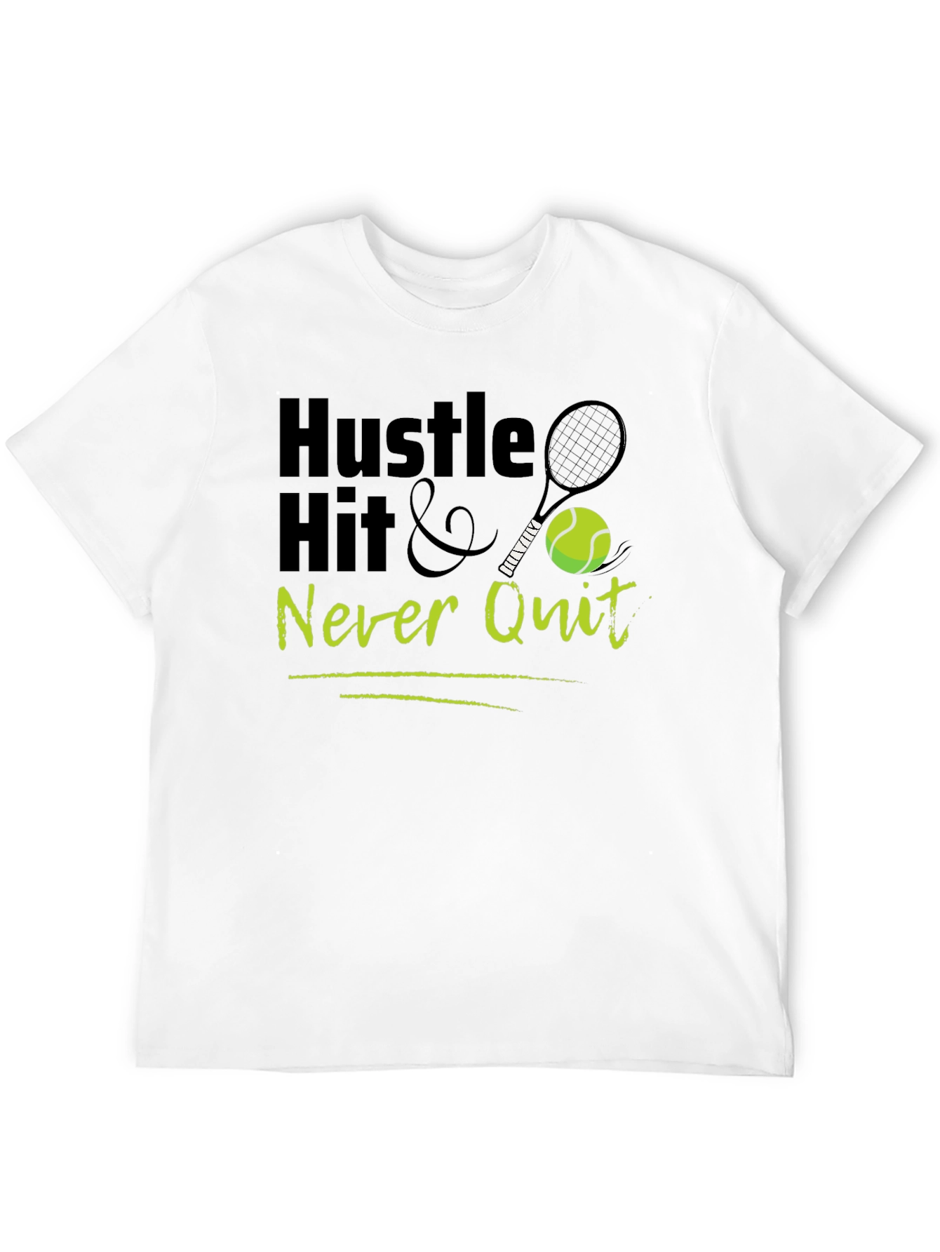 Hustle Hit & Never Quit Tennis Graphic T-Shirt