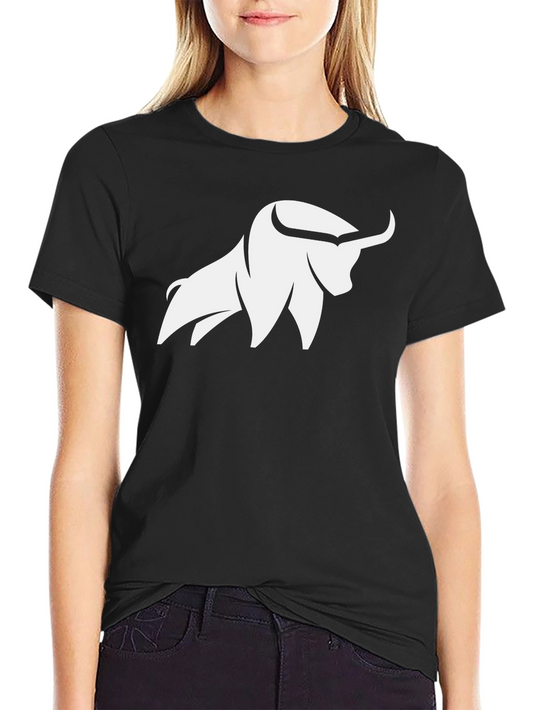 Black T-Shirt with White Bull Graphic