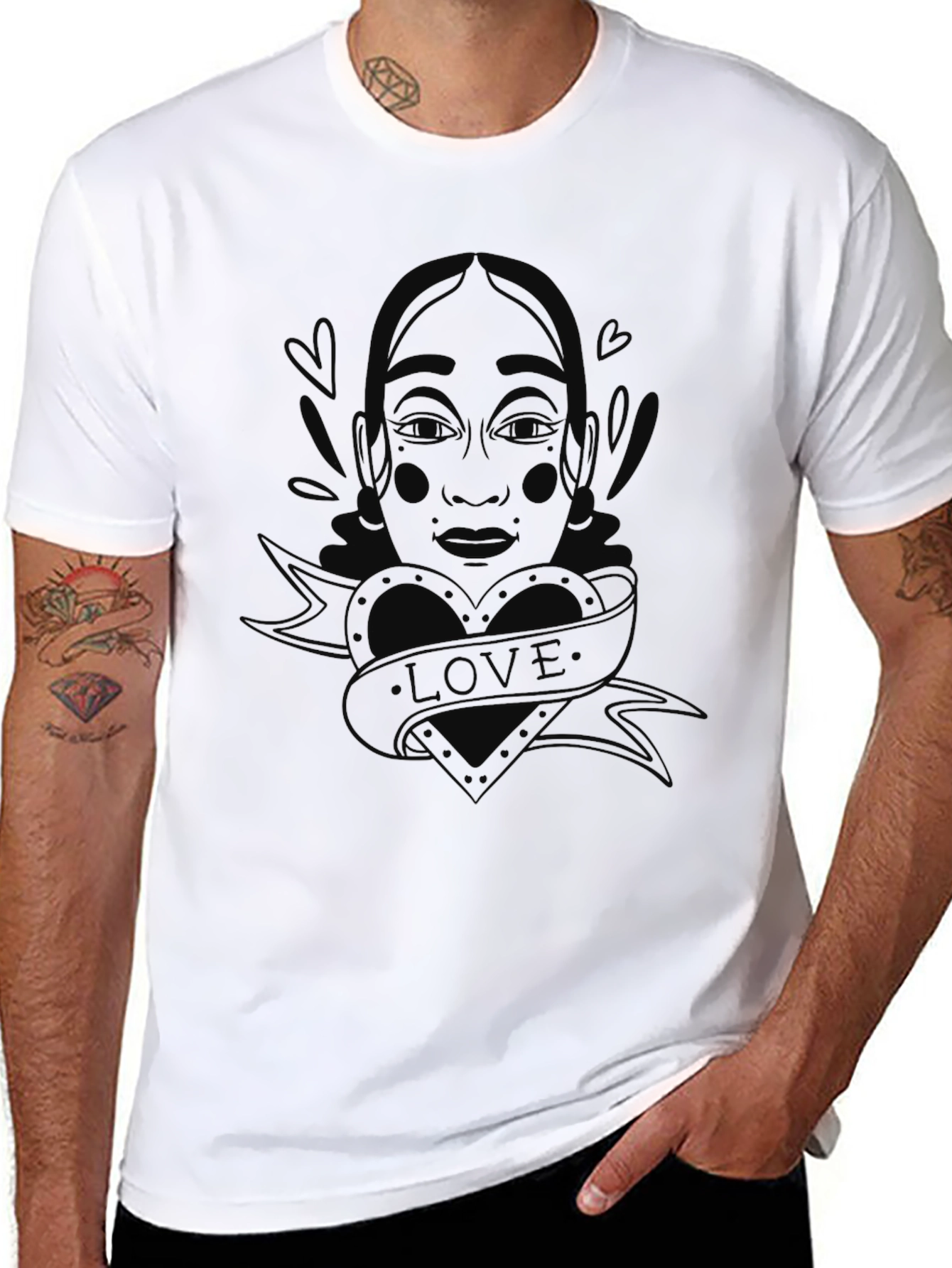 Black Graphic Print Tee - Love Tattoo