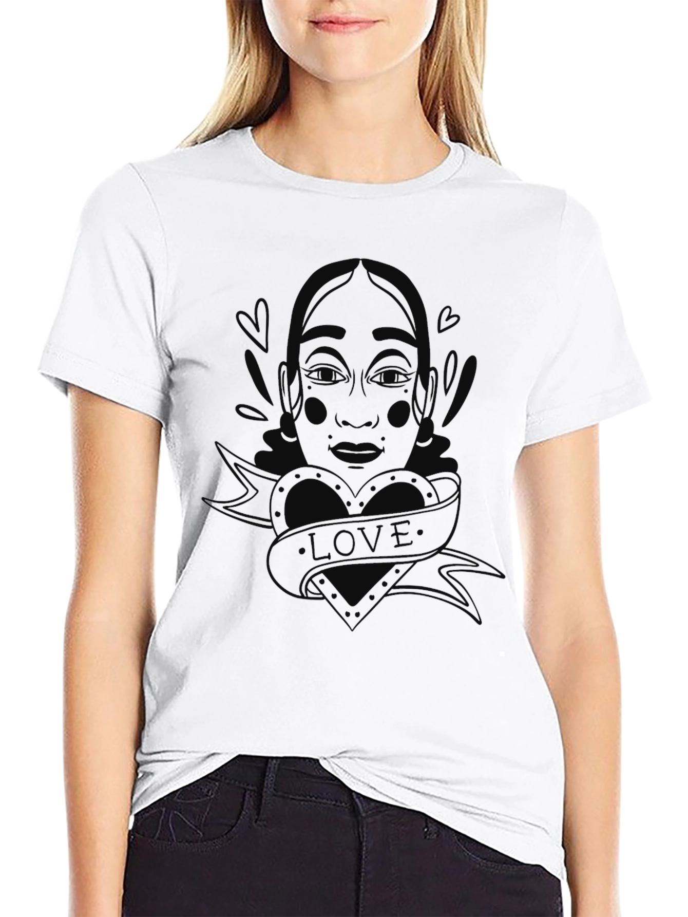 Black Graphic Print Tee - Love Tattoo