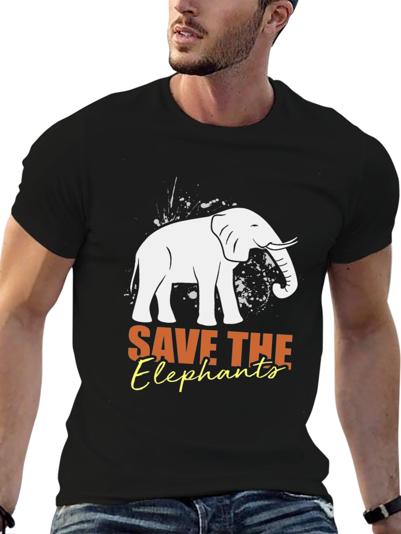 Save the Elephants Graphic Tee - Black Cotton Shirt