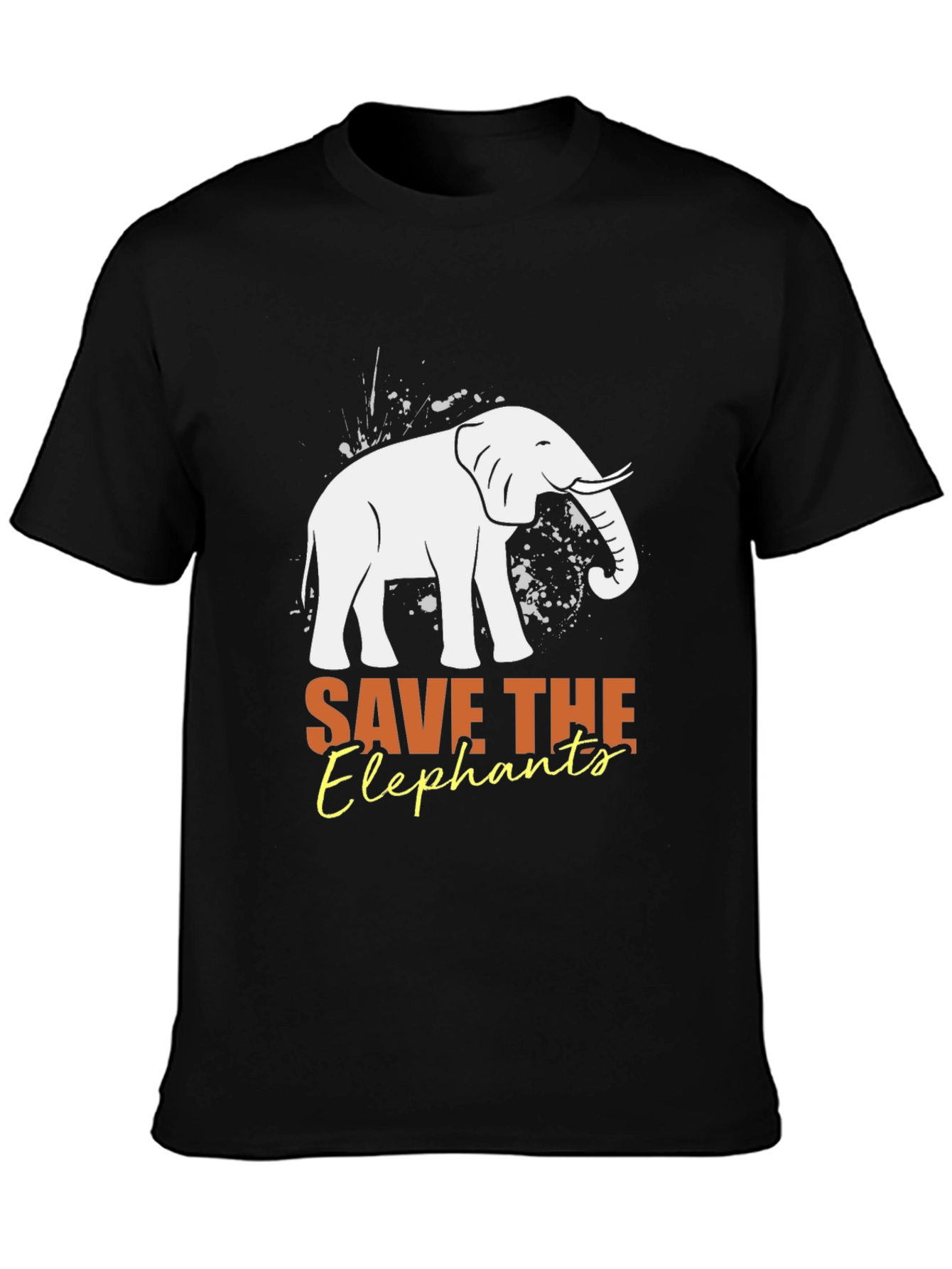 Save the Elephants Graphic Tee - Black Cotton Shirt