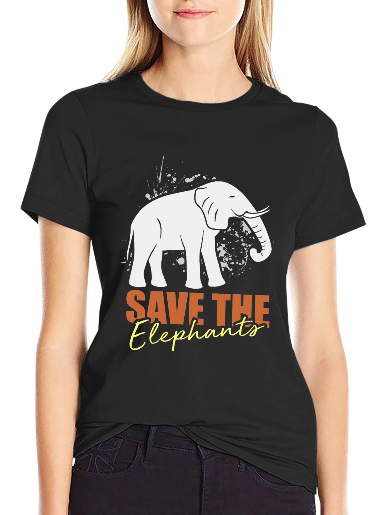 Save the Elephants Graphic Tee - Black Cotton Shirt
