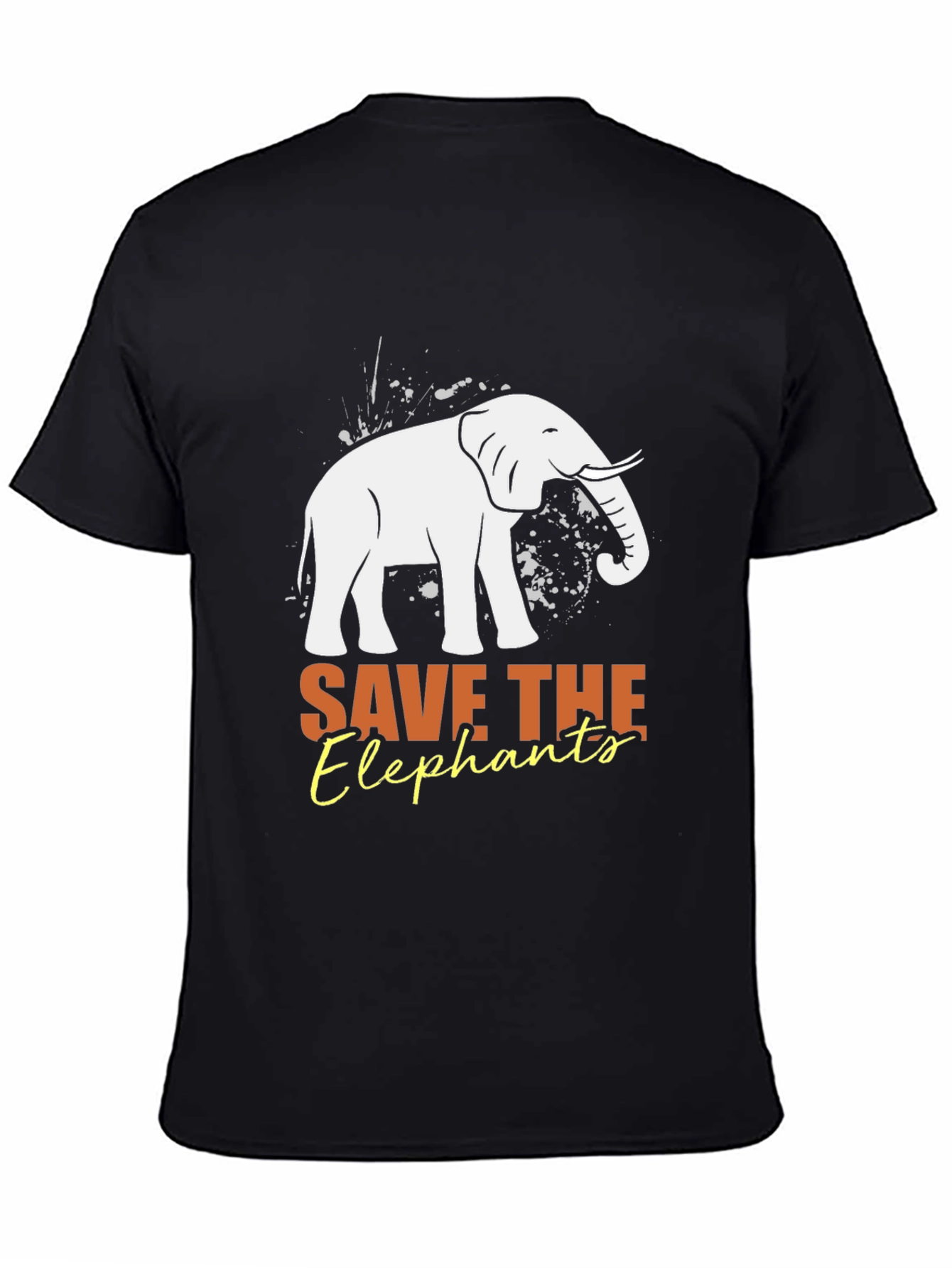 Save the Elephants Graphic Tee - Black Cotton Shirt